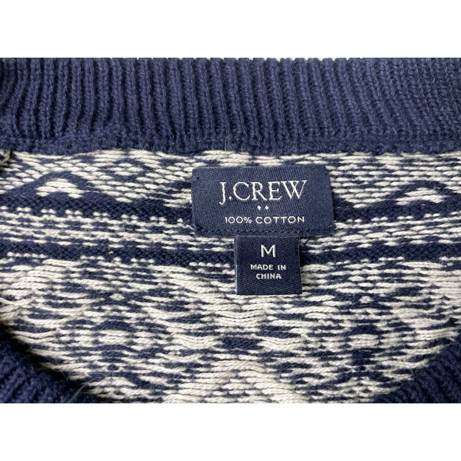 J.Crew VINTAGE J.Crew 100% cotton crewneck Fair Isle Nordic sweater Navy White Mens Medium Size US M / EU 48-50 / 2 - 2 Thumbnail