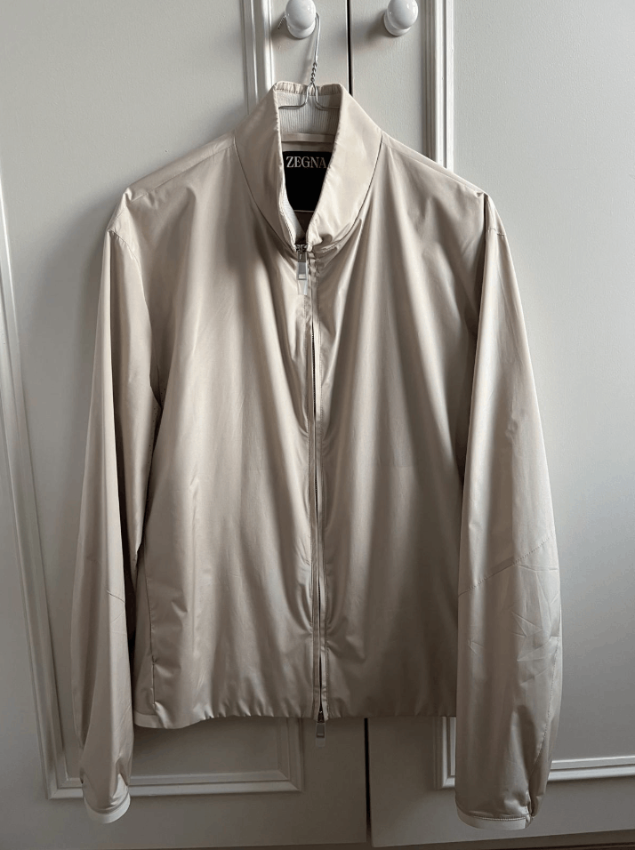 Z Zegna Leather-Trimmed Silk Bomber Jacket Size US M / EU 48-50 / 2 - 1 Thumbnail