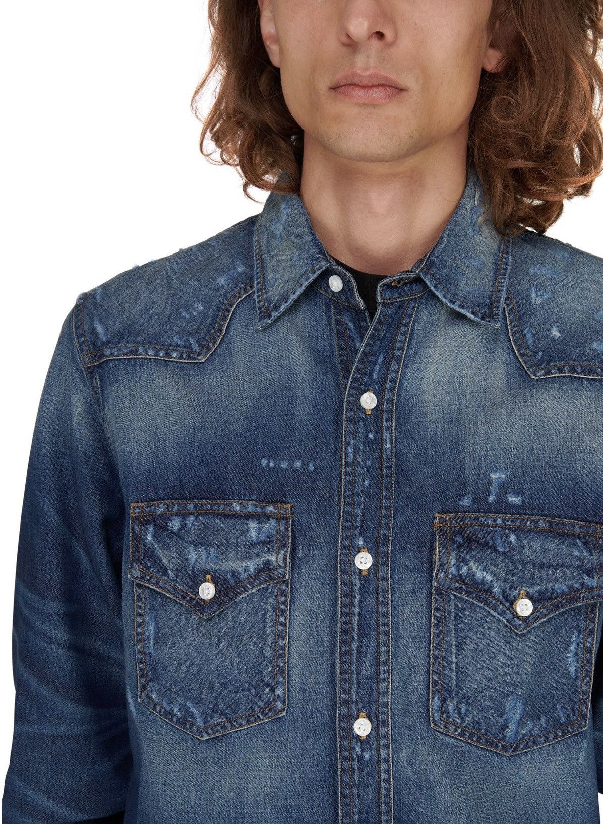 Amiri AMIRI Western Denim Distressed Long Sleeve Size US XL / EU 56 / 4 - 11 Thumbnail