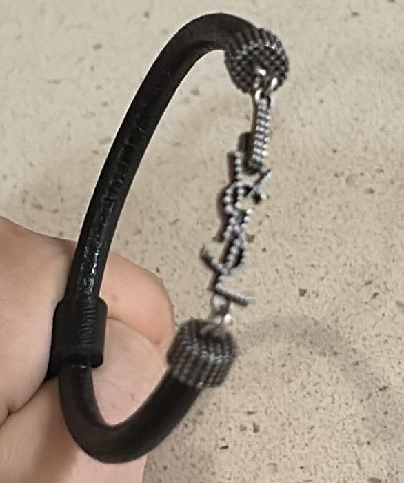 Saint Laurent Paris Saint Laurent OPYUM Bracelet In Crinkled Leather And Metal Size ONE SIZE - 5 Thumbnail