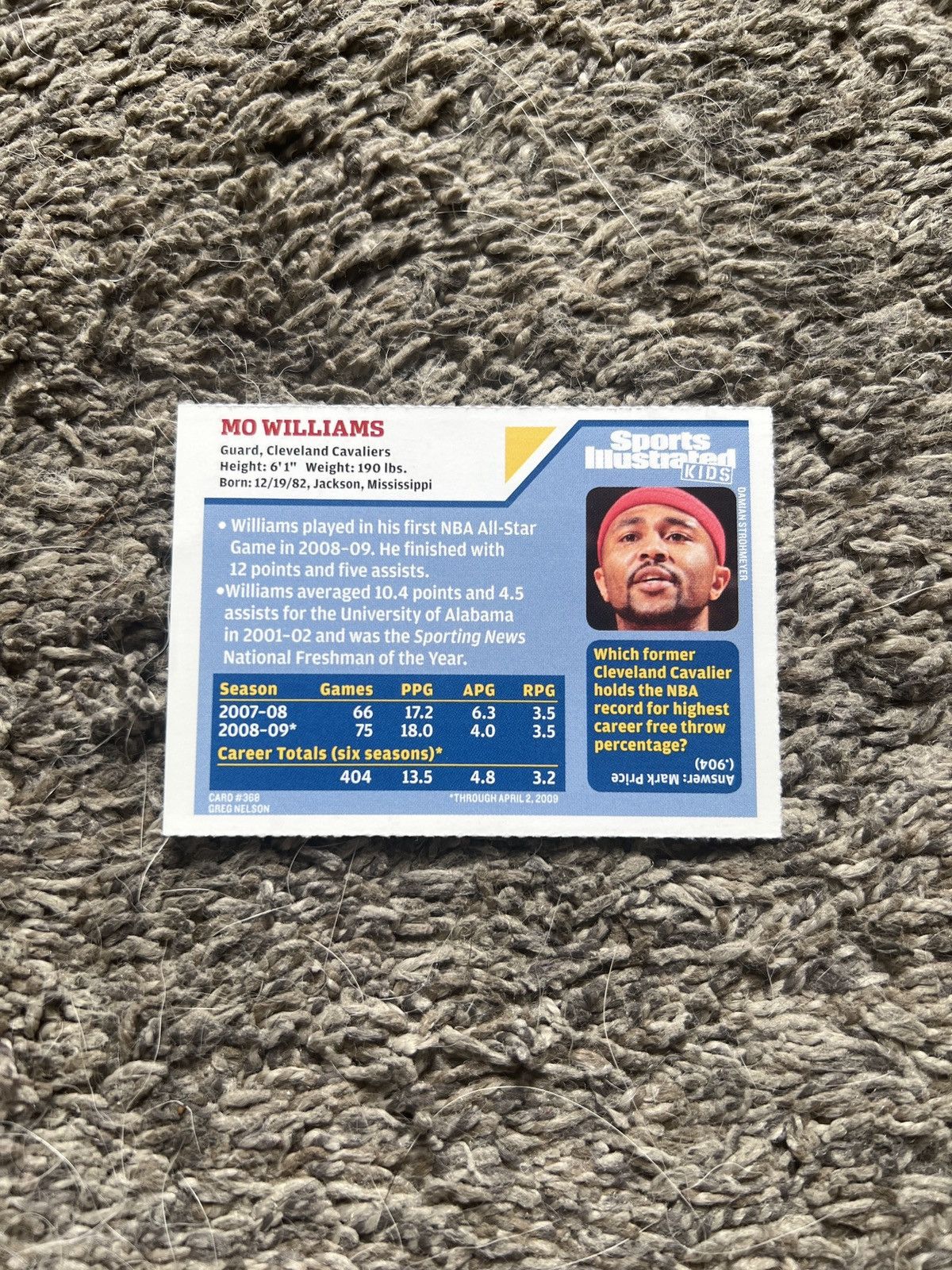 NBA 2008 Sports Illustrated Kids #368 Mo Williams Card Size ONE SIZE - 2 Thumbnail