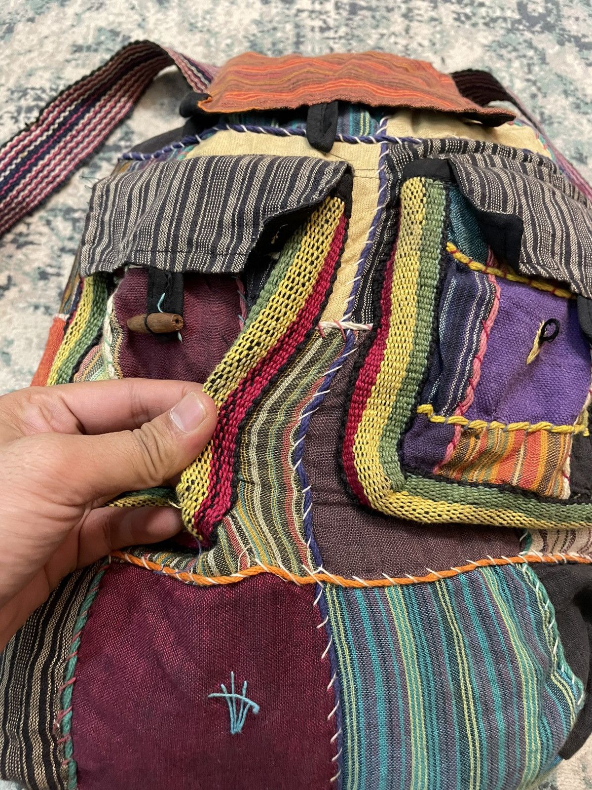 Handmade × Japanese Brand Sashiko Boro Hand Made Inspired Bag Size ONE SIZE - 8 Thumbnail