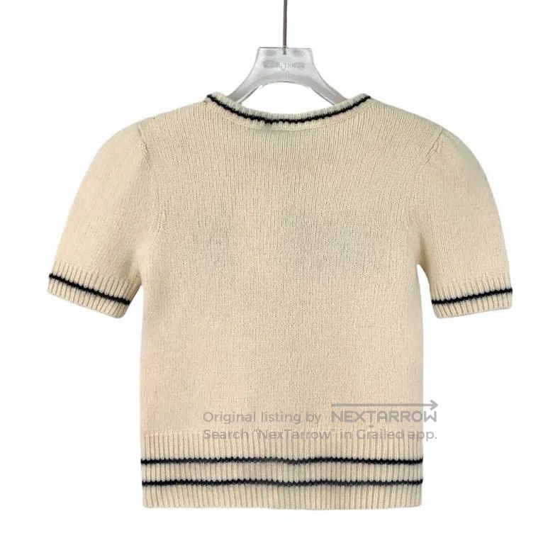 Dior Dior Beige striped letter inlaid wool round-neck short-sle Size XS / US 0-2 / IT 36-38 - 2 Thumbnail