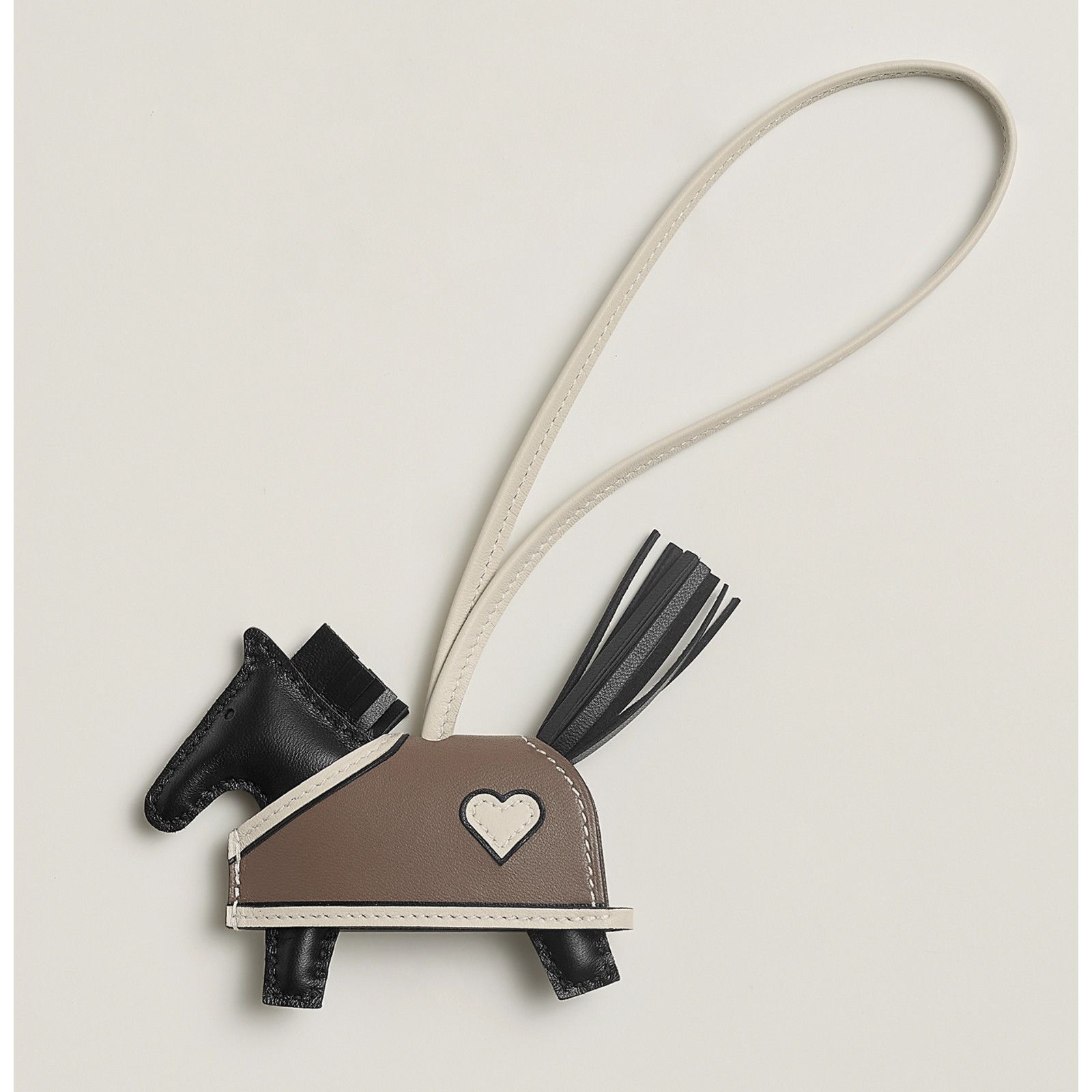 Hermes Hermes Horse Rodeo Coeur PM Heart Black Etoupe Leather Charm Size ONE SIZE - 1 Thumbnail