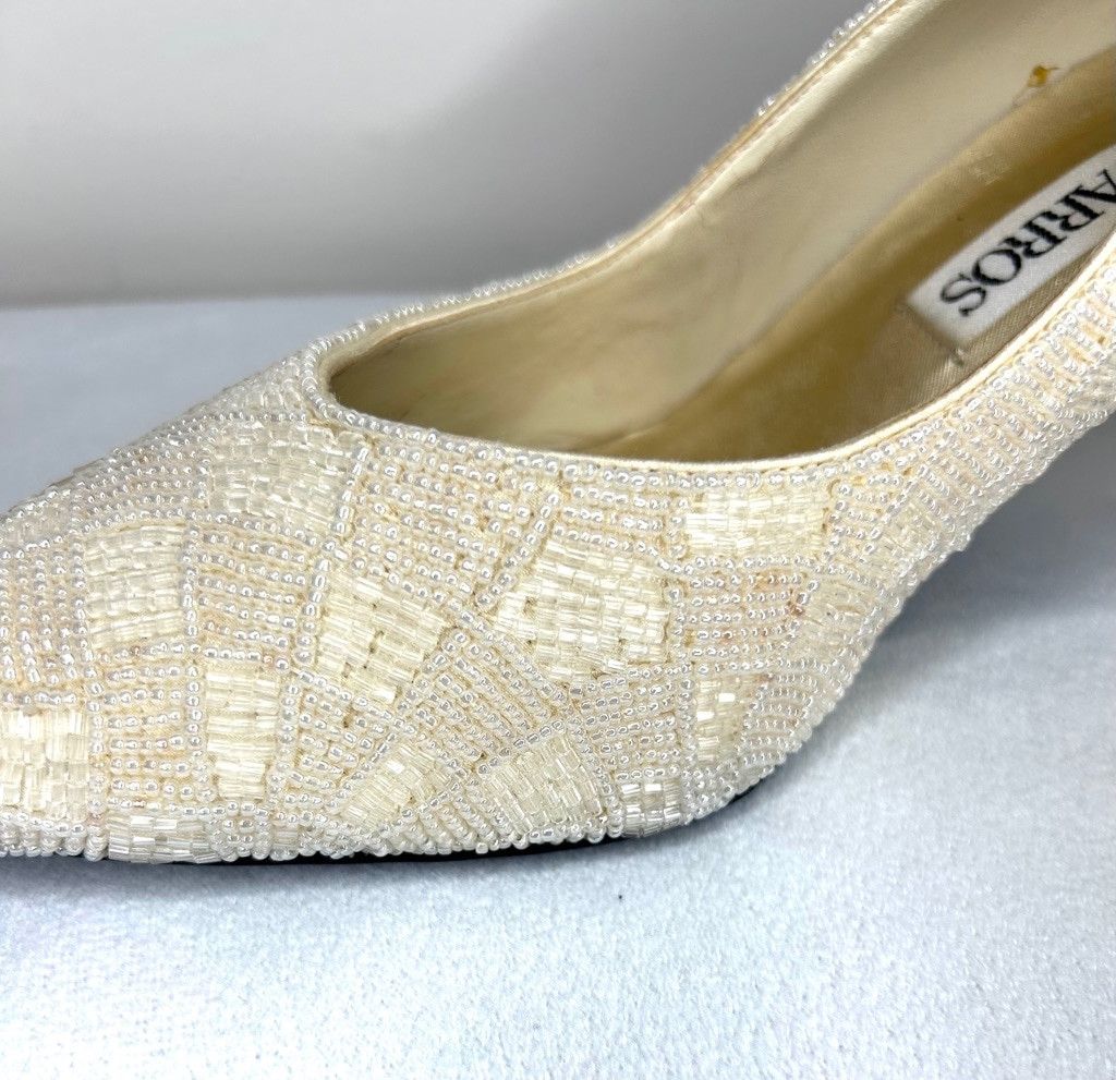 Other Vintage cream beaded Caparros Heels, Size 9, Off-white Size US 9 / IT 39 - 5 Thumbnail