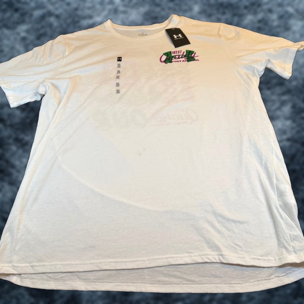 Under Armour Under Armour T Shirt White Graphic Print Loose Fit Short Sleeve Mens XXL 2XL Size US XXL / EU 58 / 5 - 1 Thumbnail