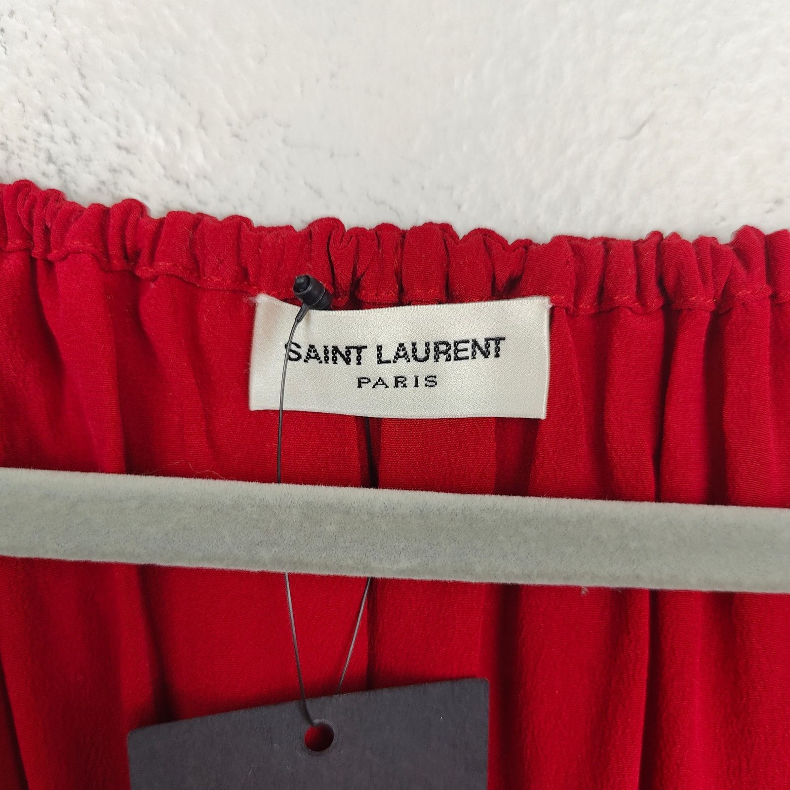 Saint Laurent Paris Saint Laurent Blouse Womens FR 40 US 8 Red Silk Puff Sleeve Size L / US 10 / IT 46 - 6 Thumbnail