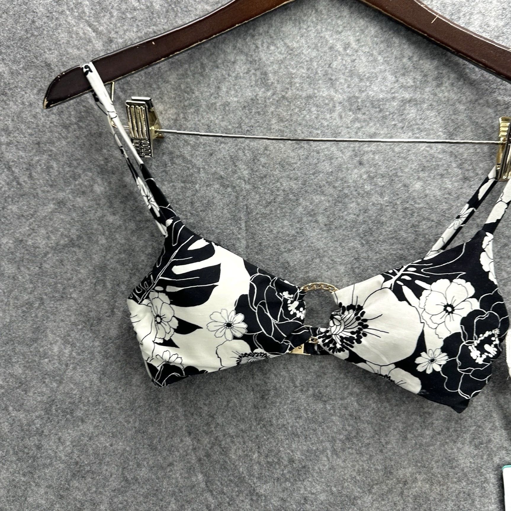Vintage Seafolly Women's Summer of Love Floral Bikini Top Bralette Black Nylon Elastane Adjustable Strap 6 AU Size M / US 6-8 / IT 42-44 - 2 Thumbnail
