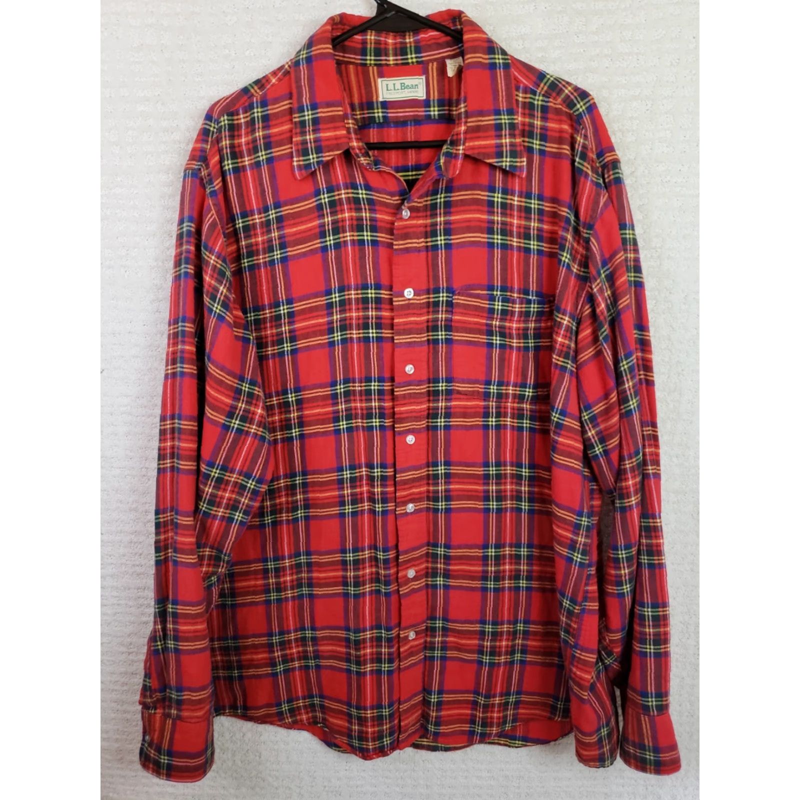 Vintage LL Bean Flannel Shirt Mens XLT Tall Red Tartan Plaid Long Sleeve Button Up Size US XL / EU 56 / 4 - 2 Thumbnail