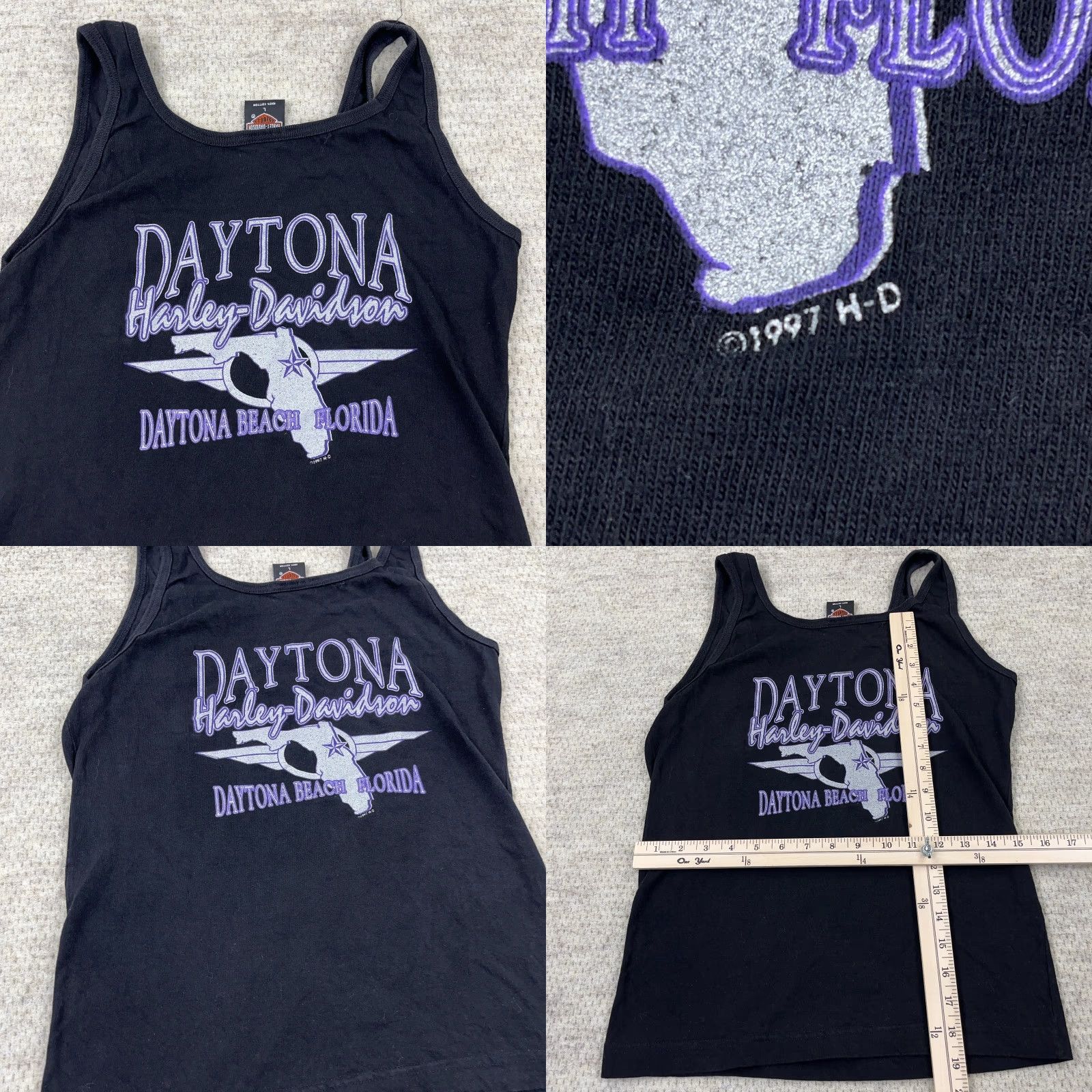 Harley Davidson VINTAGE Harley-Davidson Shirt Women L Black Tank Top 90s 1995 USA Florida Logo Graphi c Print All Seasons Casual Travel Workwear Size L / US 10 / IT 46 - 8 Thumbnail
