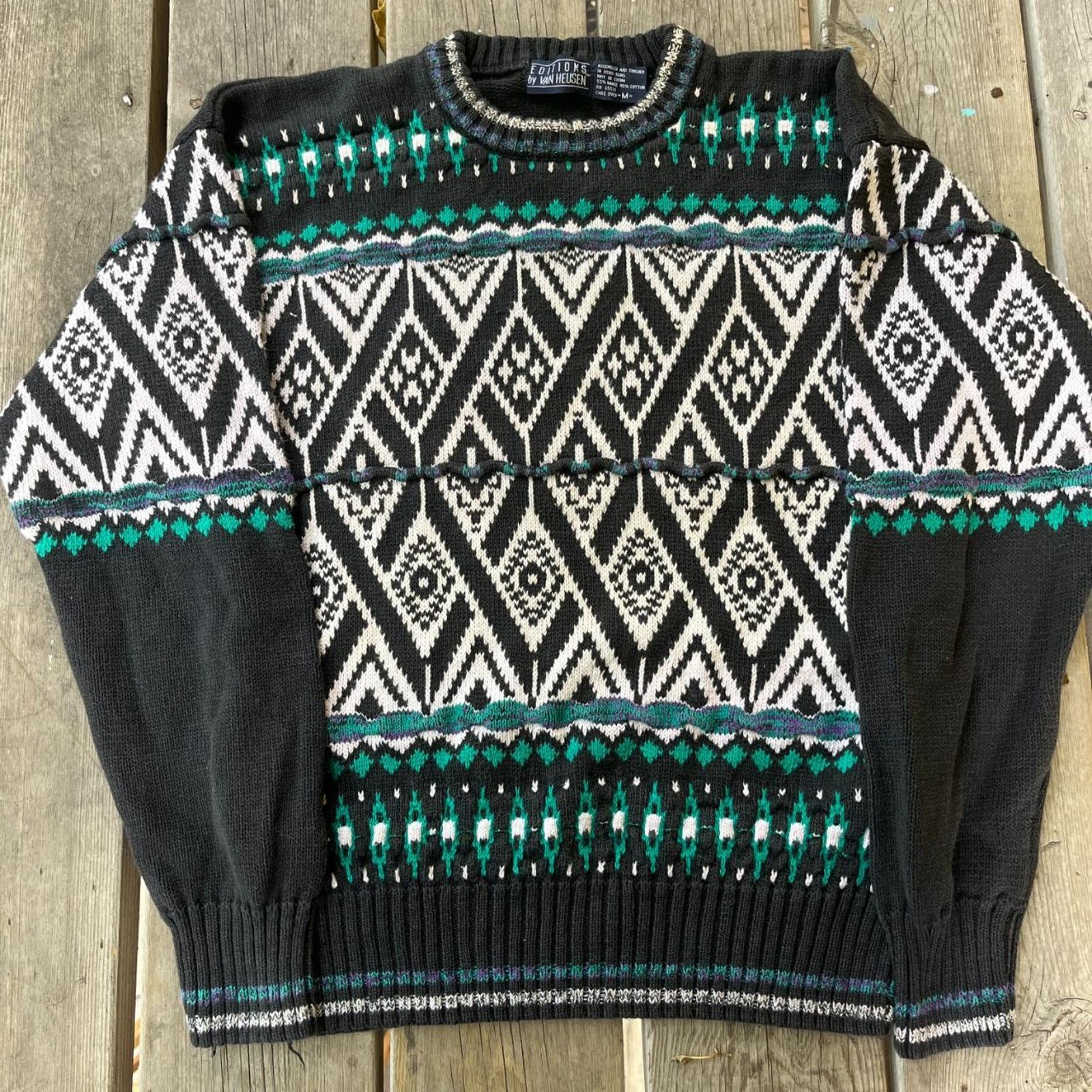 Van Heusen × Vintage Vintage mens baggy knit pullover 1980s van heusen sweater Size US M / EU 48-50 / 2 - 1 Thumbnail