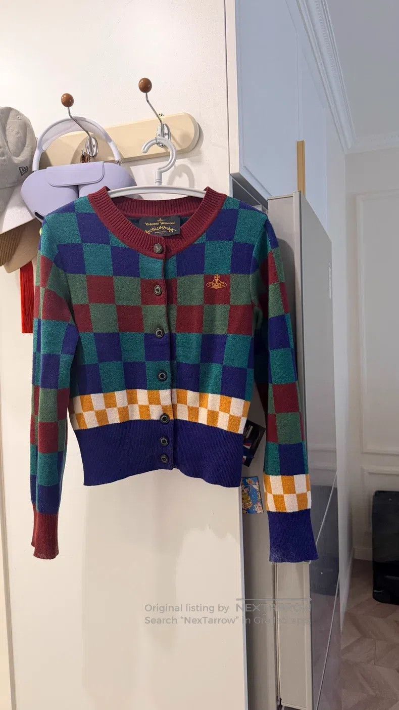 Vivienne Westwood Vivienne Westwood Checkerboard knitted cardigan, blue-gree Size S / US 4 / IT 40 - 2 Thumbnail