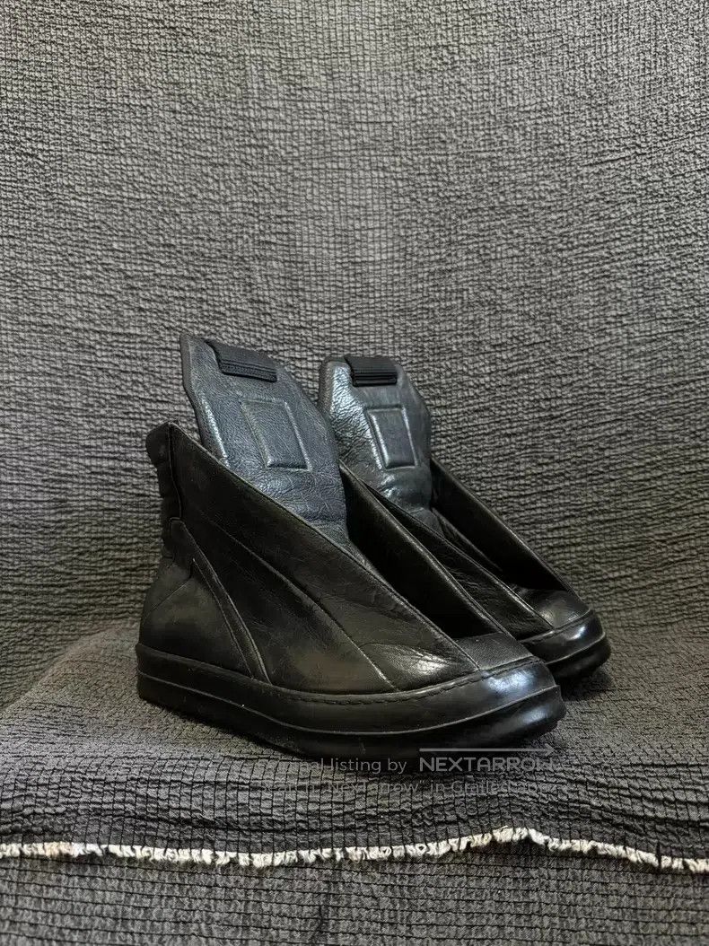Rick Owens RICK OWENS Pure Black Leather Open-toe High-top Aviator Sh Size US 6 / EU 39 - 2 Thumbnail