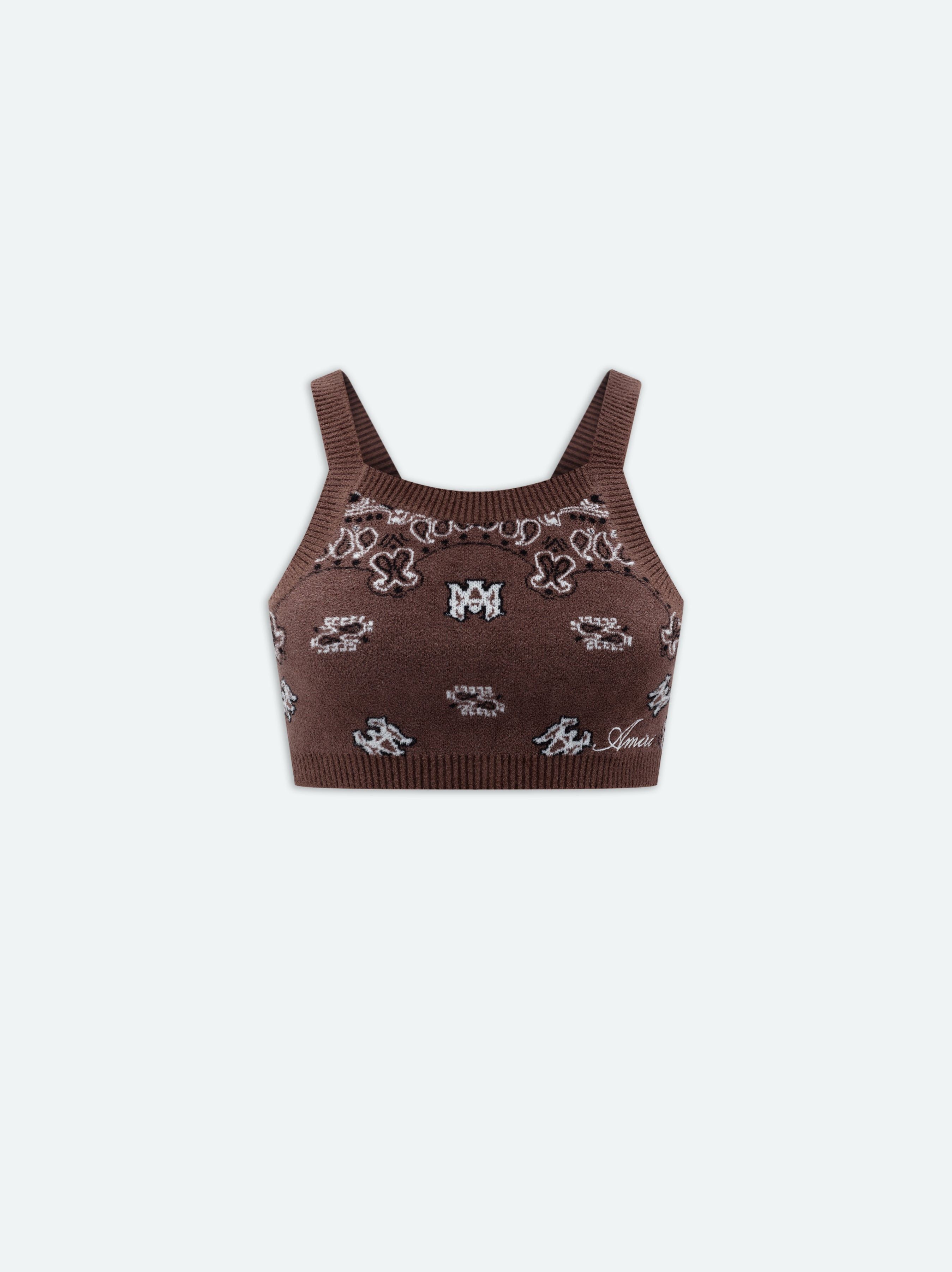Amiri oc11z0325 Bandana Cropped Tank Top in Brown/White Size M / US 6-8 / IT 42-44 - 1 Thumbnail