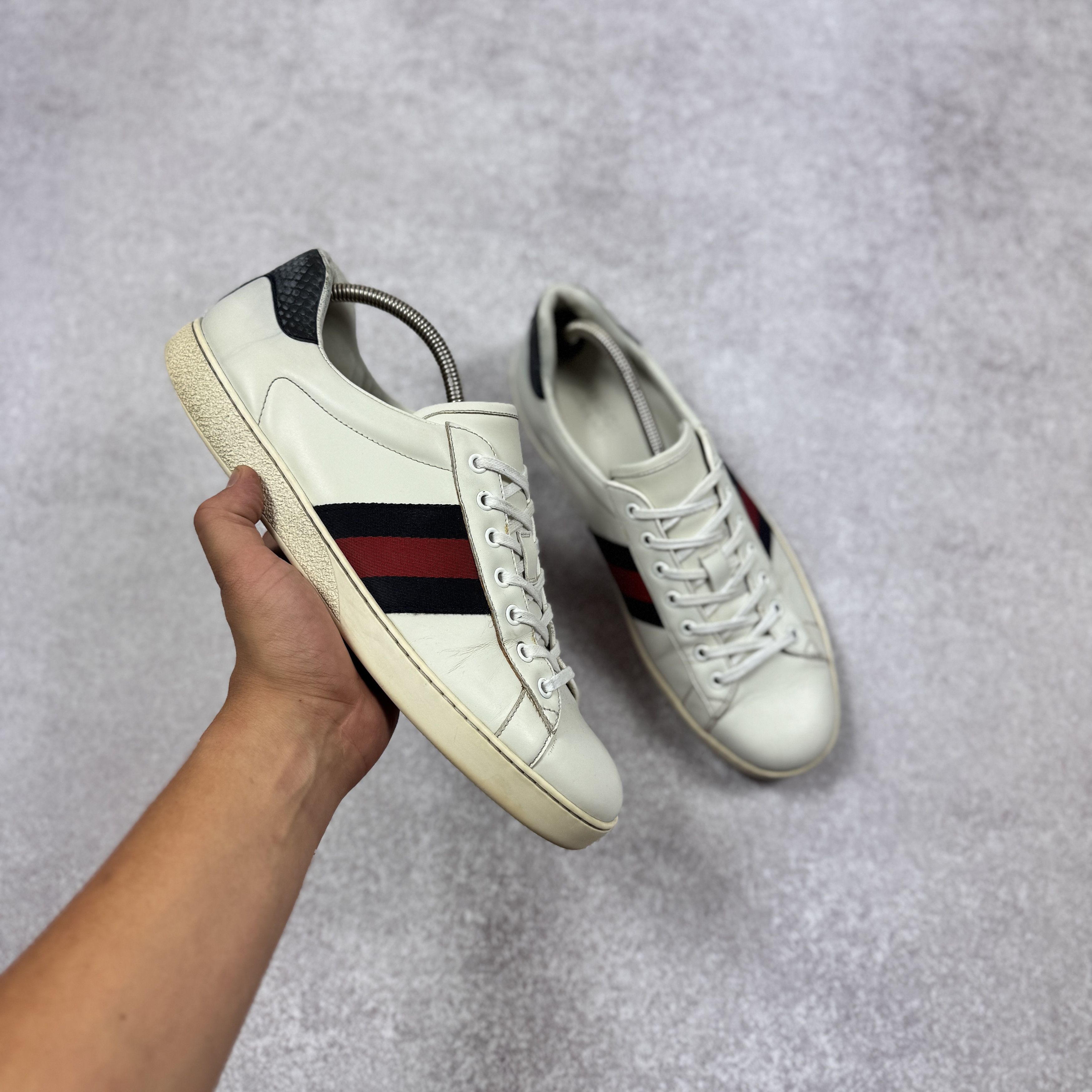 Gucci Men`s Gucci Ace Sneakers 386750 White Leather Sneakers 11 Size US 11.5 / EU 44-45 - 1 Thumbnail
