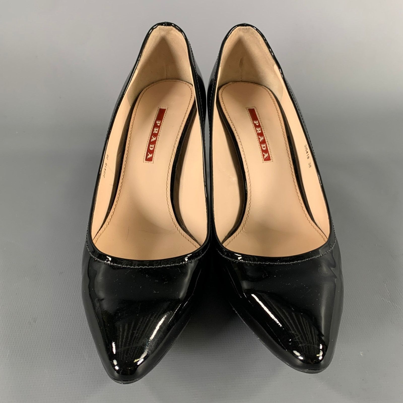 Prada PRADA Size 8 Black Patent Leather Shiny Patent Pumps Size US 8 / IT 38 - 4 Thumbnail