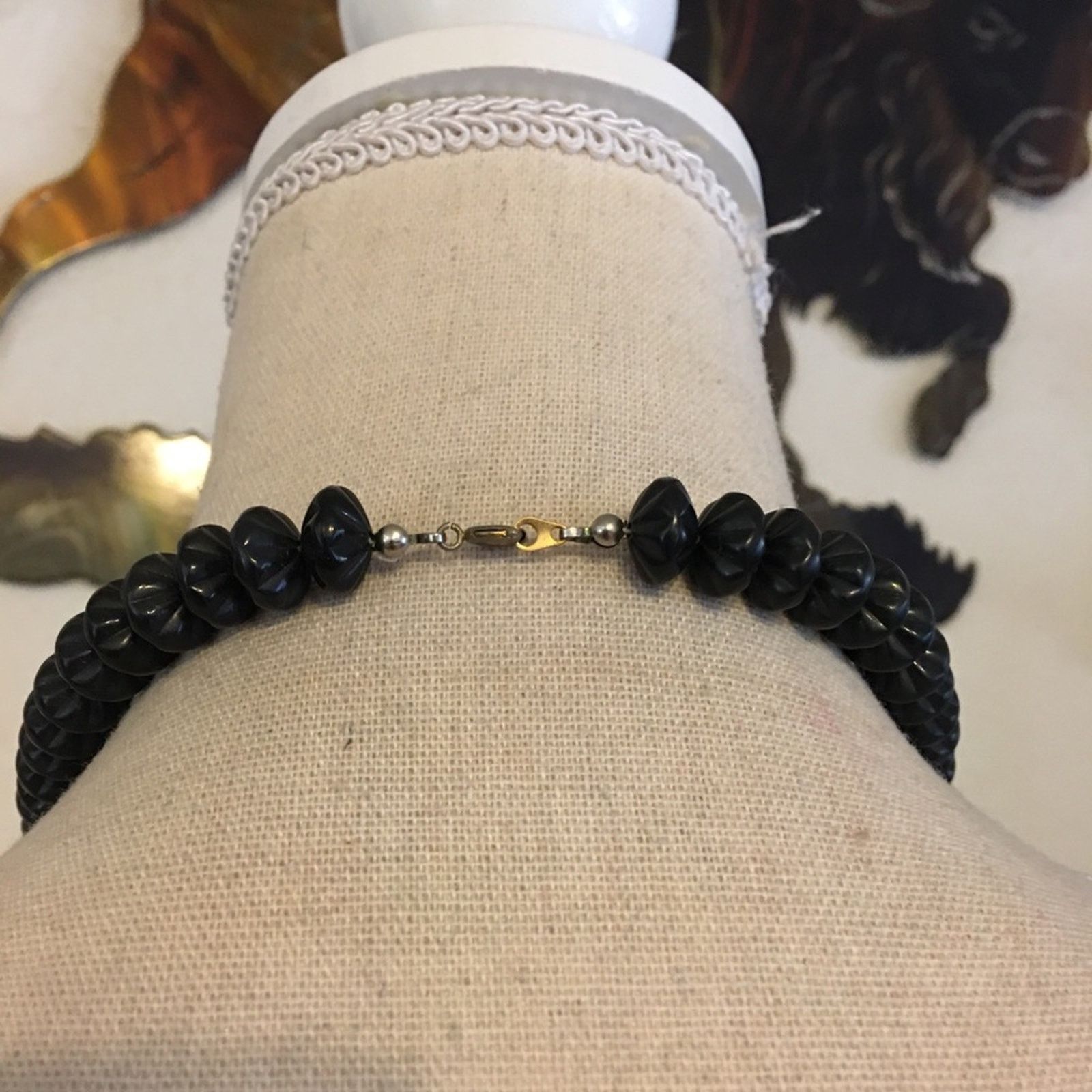 Vintage Vintage black textured disc bead necklace Size ONE SIZE - 5 Thumbnail