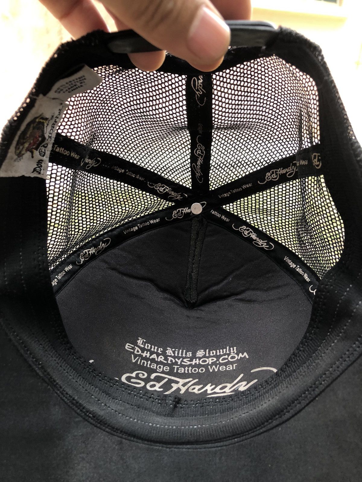 Christian Audigier Ed Hardy Love Kills Slowly Embroidered Trucker Hat Size ONE SIZE - 9 Thumbnail