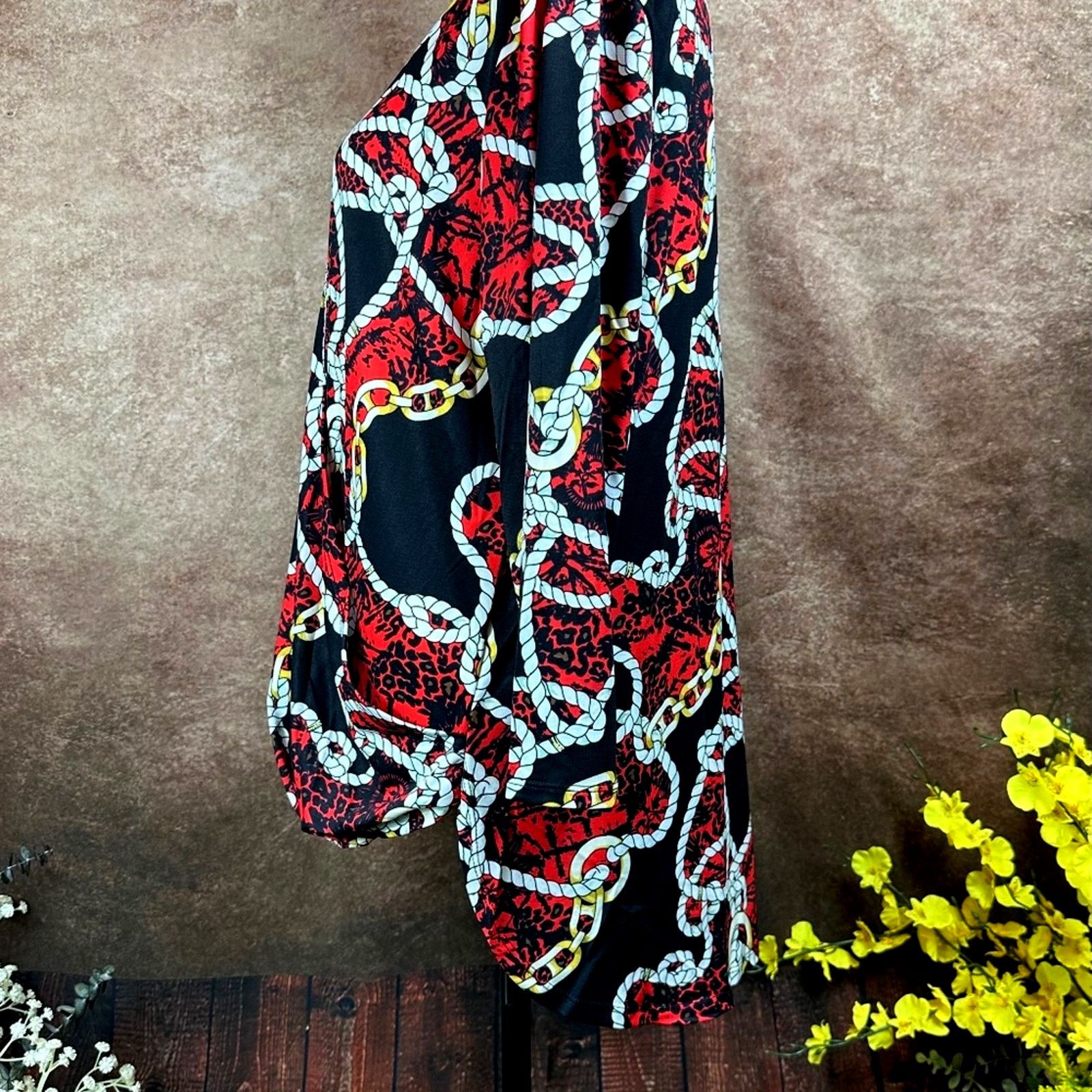 Other Shavonne Dorsey Chain/Rope Asymmetrical Blouse Red/Black L Size L / US 10 / IT 46 - 7 Thumbnail