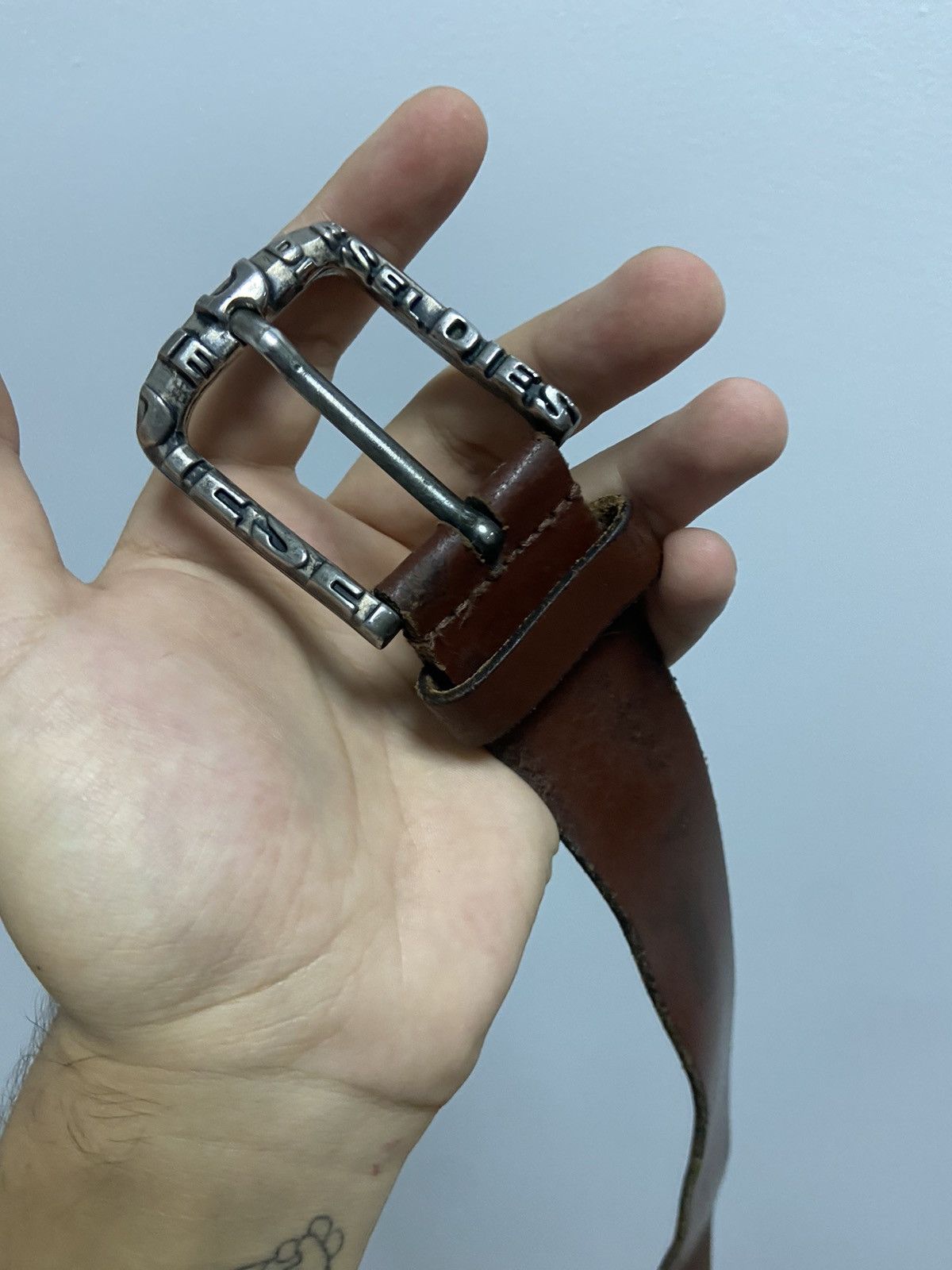Diesel × Vintage Diesel Belt Vintage 100% Leather Avant Garde Y2K Style Logo Size ONE SIZE - 3 Thumbnail