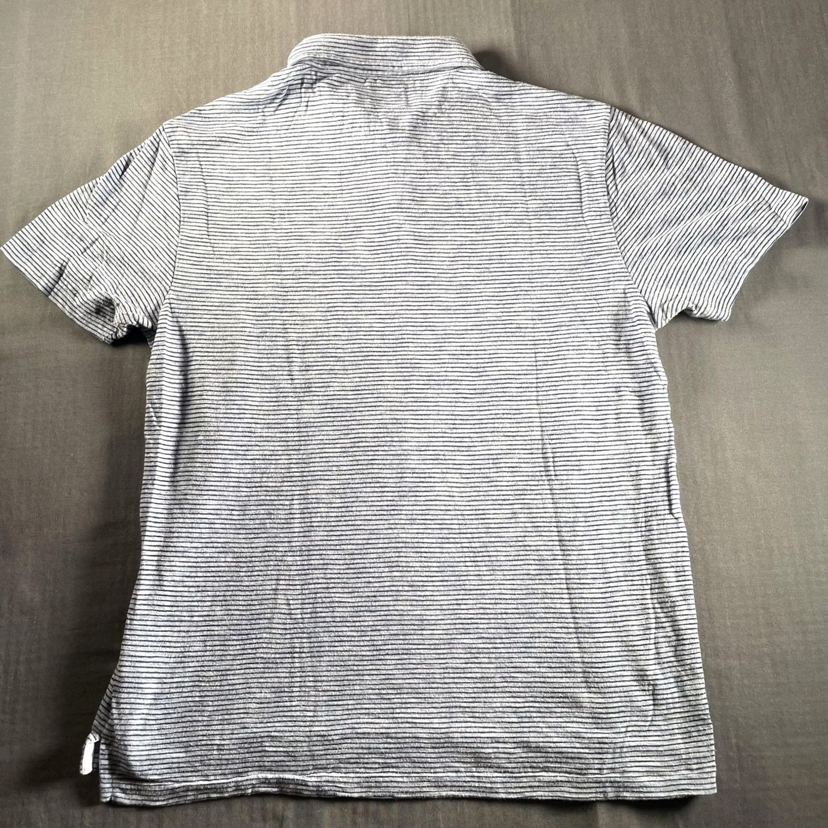 Faherty Faherty Polo Shirt Mens M Blue Gray Striped Organic Cotton Blend Pocket Size US M / EU 48-50 / 2 - 6 Thumbnail