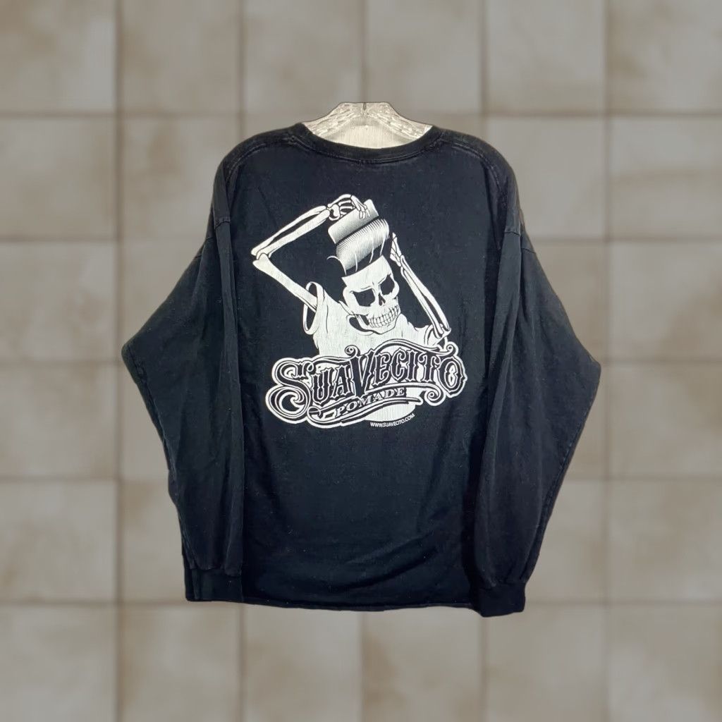 Vintage VINTAGE Suavecito Pomade Long Sleeve T-Shirt Men XL Black Skull Graphic Retro 50s Greaser Size US XL / EU 56 / 4 - 1 Thumbnail