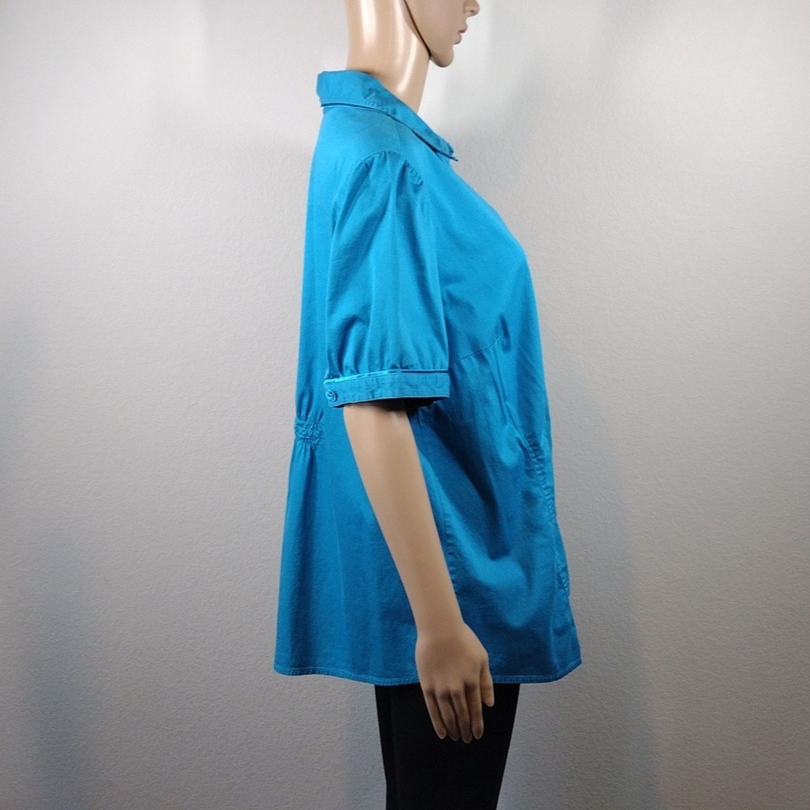 Other Lane Bryant Blue Button Down Short Sleeve Plus Size Shirt Size XXL / US 16-18 / IT 52-54 - 3 Thumbnail