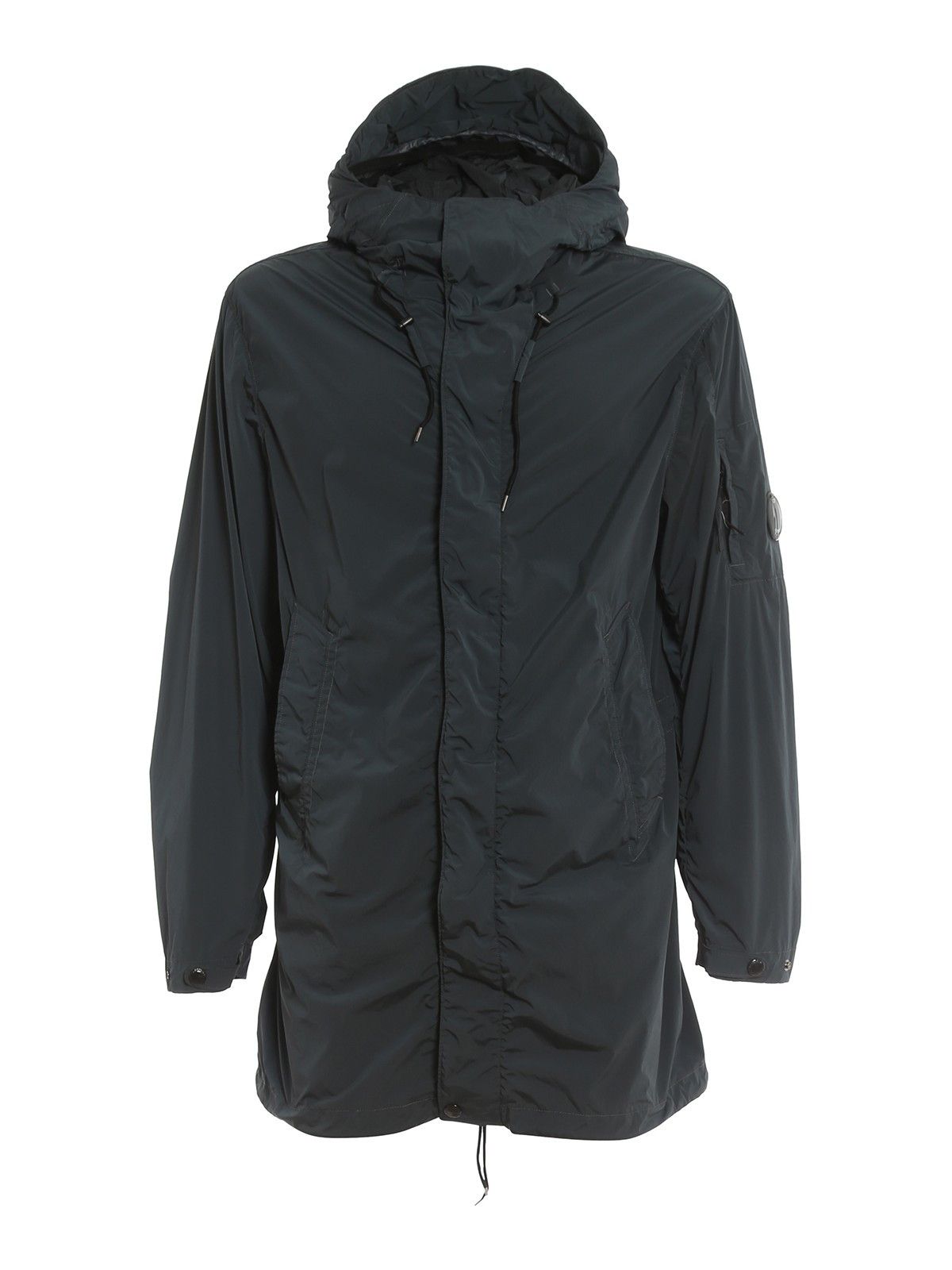 o1y1224 Logo Hooded Parka Jacket in Dark Blue