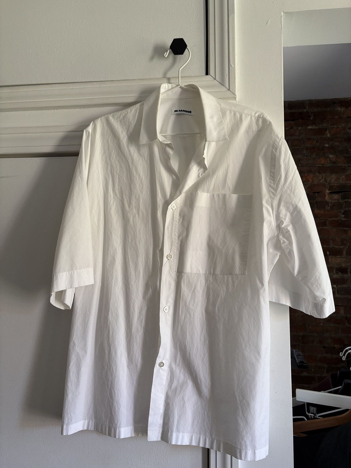 Jil Sander Jil Sander White Short Sleeve Button Up Size US L / EU 52-54 / 3 - 1 Thumbnail
