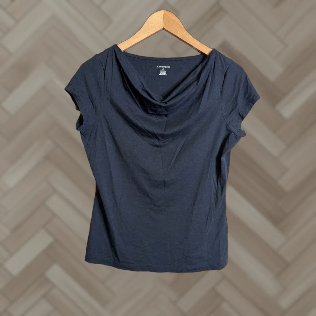 Lands' End Lands' End Top Women Medium Blue Rayon Blend Shirt Size M / US 6-8 / IT 42-44 - 1 Thumbnail
