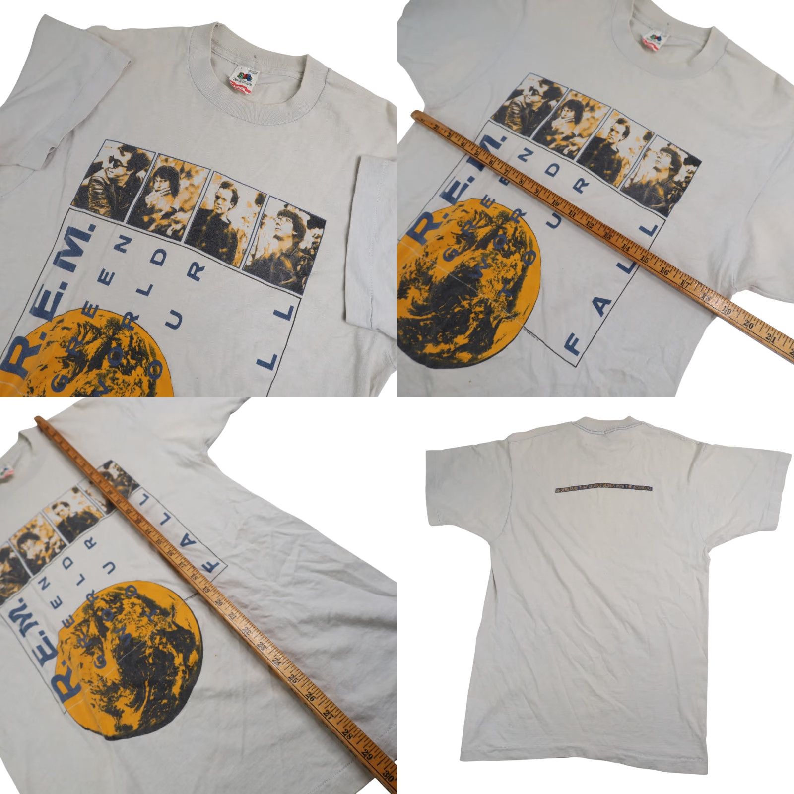 Vintage VINTAGE 80s R.E.M Green World Tour Mens XL Graphic Band Tee Gray Size US XL / EU 56 / 4 - 8 Thumbnail