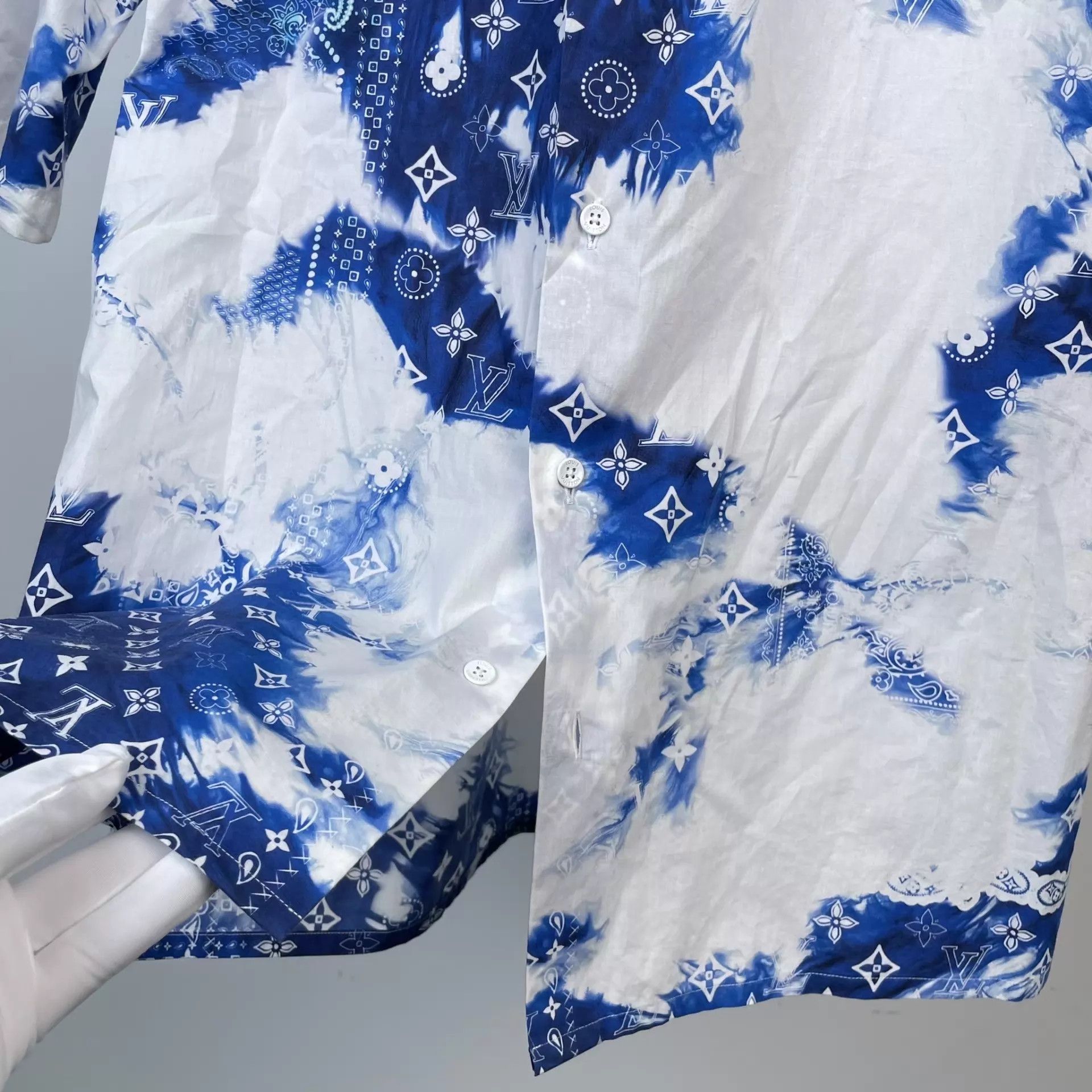 Louis Vuitton LV Cotton Logo Short Sleeve Shirt Men's Blue Size S Size US S / EU 44-46 / 1 - 7 Thumbnail