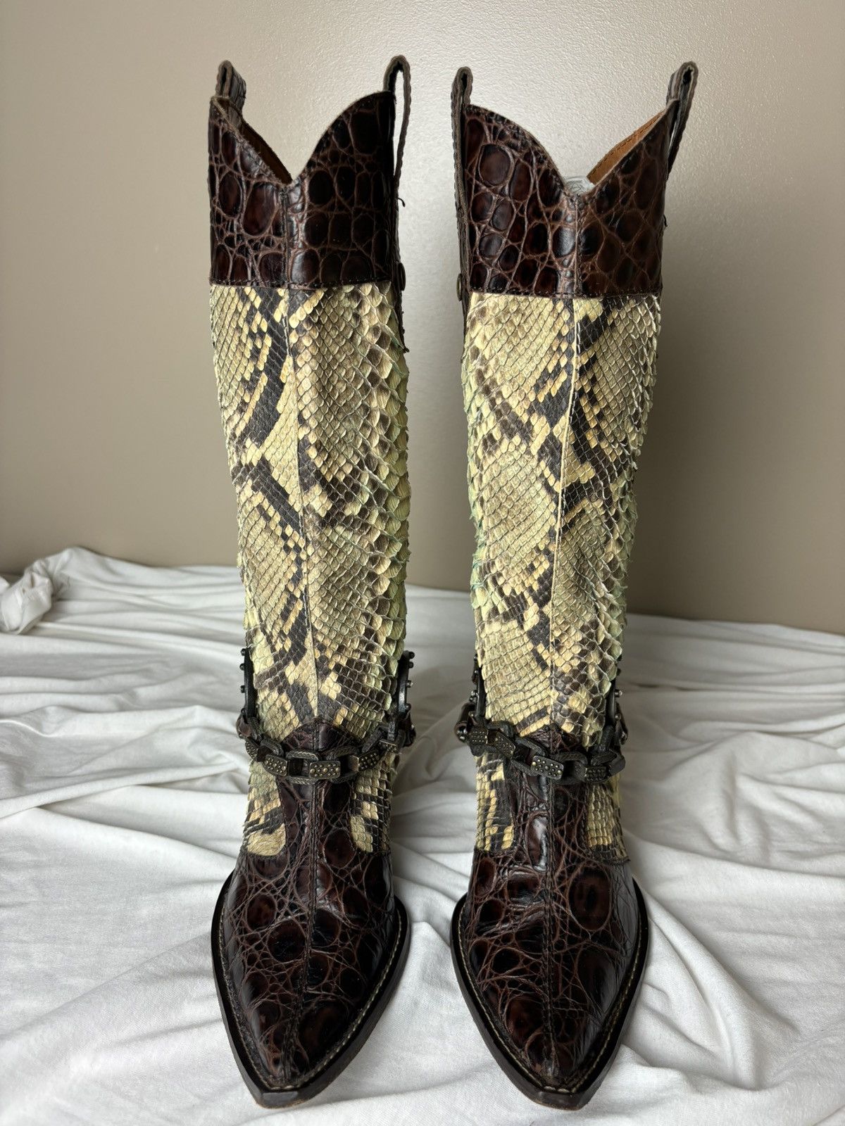 Vintage Real animal skin leather high vintage boots Cossacks Size US 6 / IT 36 - 7 Thumbnail