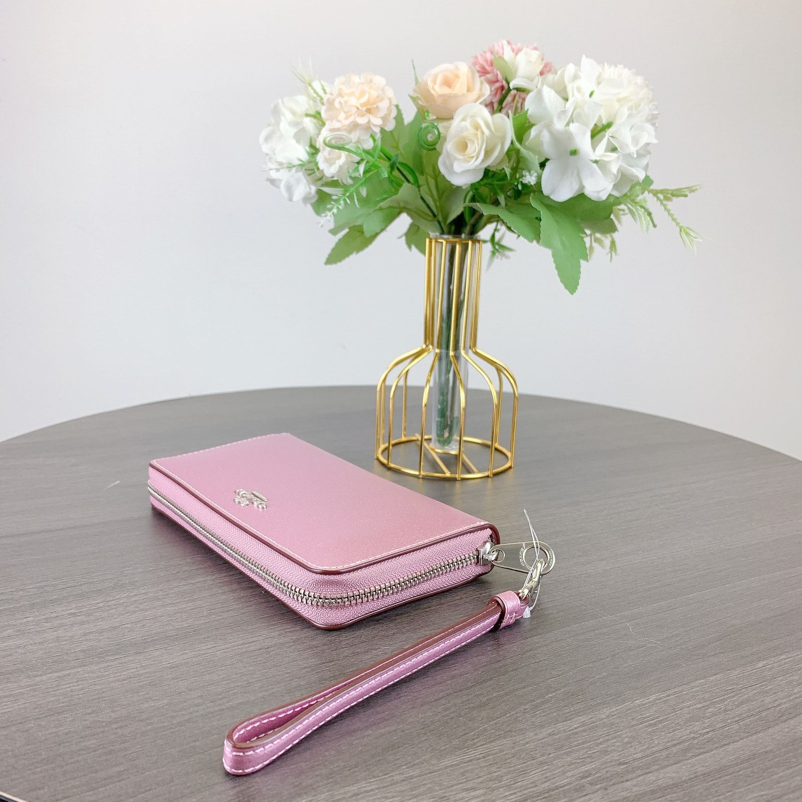 Coach Coach CY238 Coach Long Zip Around Wallet Strap METALLIC PINK Size ONE SIZE - 3 Thumbnail