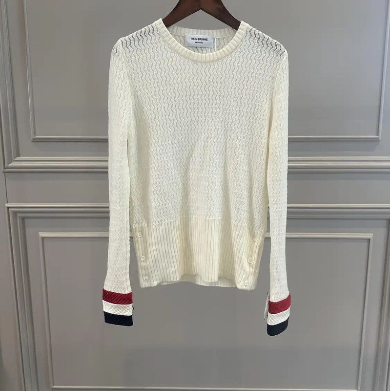 Thom Browne Thom Browne Women's Cream Wool Long Sleeve Sweater 0089 Size S / US 4 / IT 40 - 1 Thumbnail