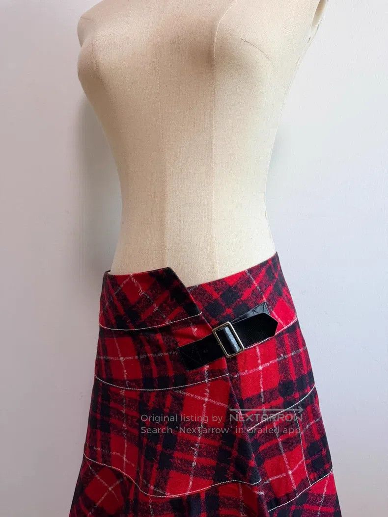 Comme des Garcons Comme Des Garcons size S Red Grid Skirt Size 22" - 6 Thumbnail