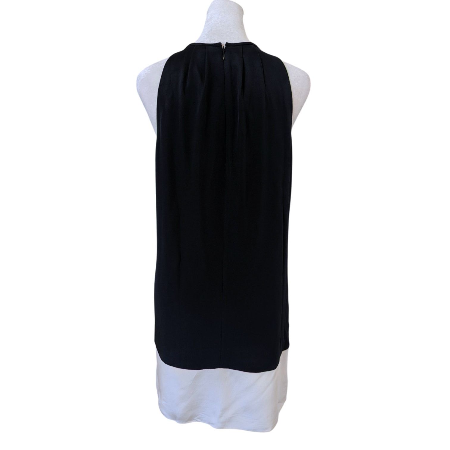 Theory Theory Charlaine Pleat Neck Silk Black White Shift Dress Size XS / US 0-2 / IT 36-38 - 5 Thumbnail