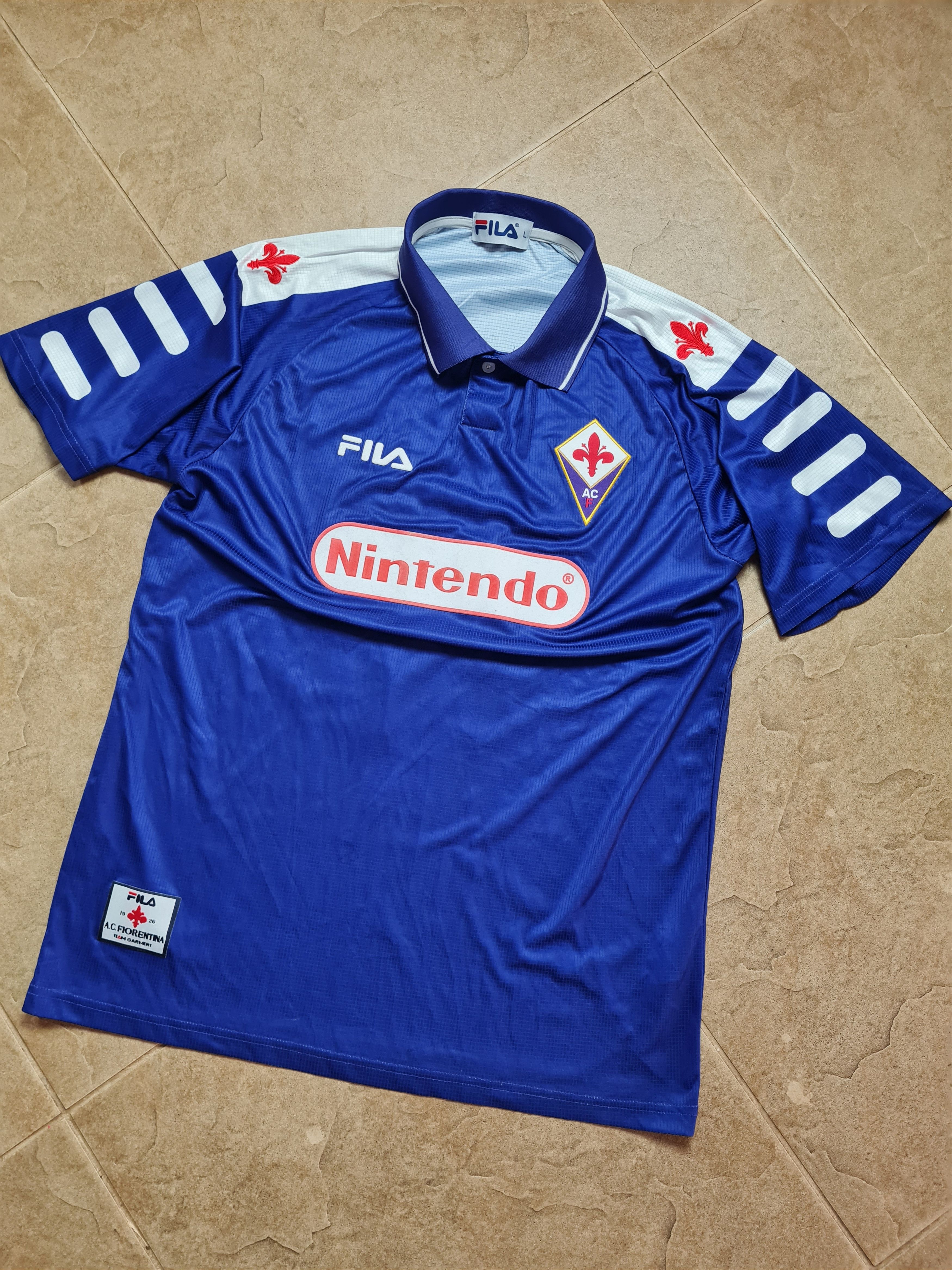 Fila Rui Costa #10 Fiorentina 1998/99 Home Vintage Soccer Shirt Size US L / EU 52-54 / 3 - 6 Thumbnail
