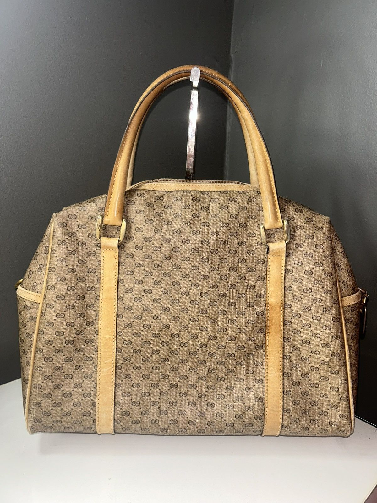 Gucci Vintage Gucci Micro GG Tan Coated Canvas Satchel Handbag Size ONE SIZE - 6 Thumbnail