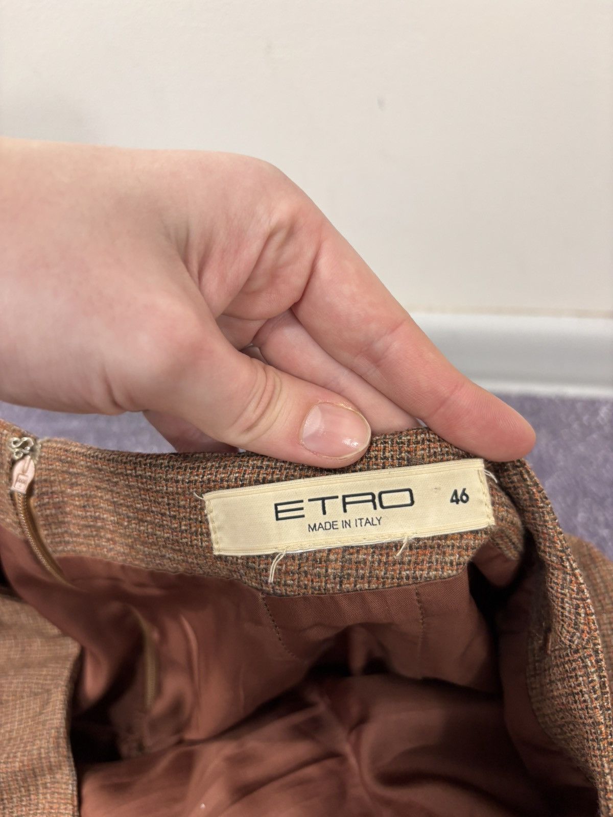 Etro Etro Women’s Brown Wool Tweed Wrap Skirt Leather Toggle Size 32" / US 10 / IT 46 - 8 Thumbnail