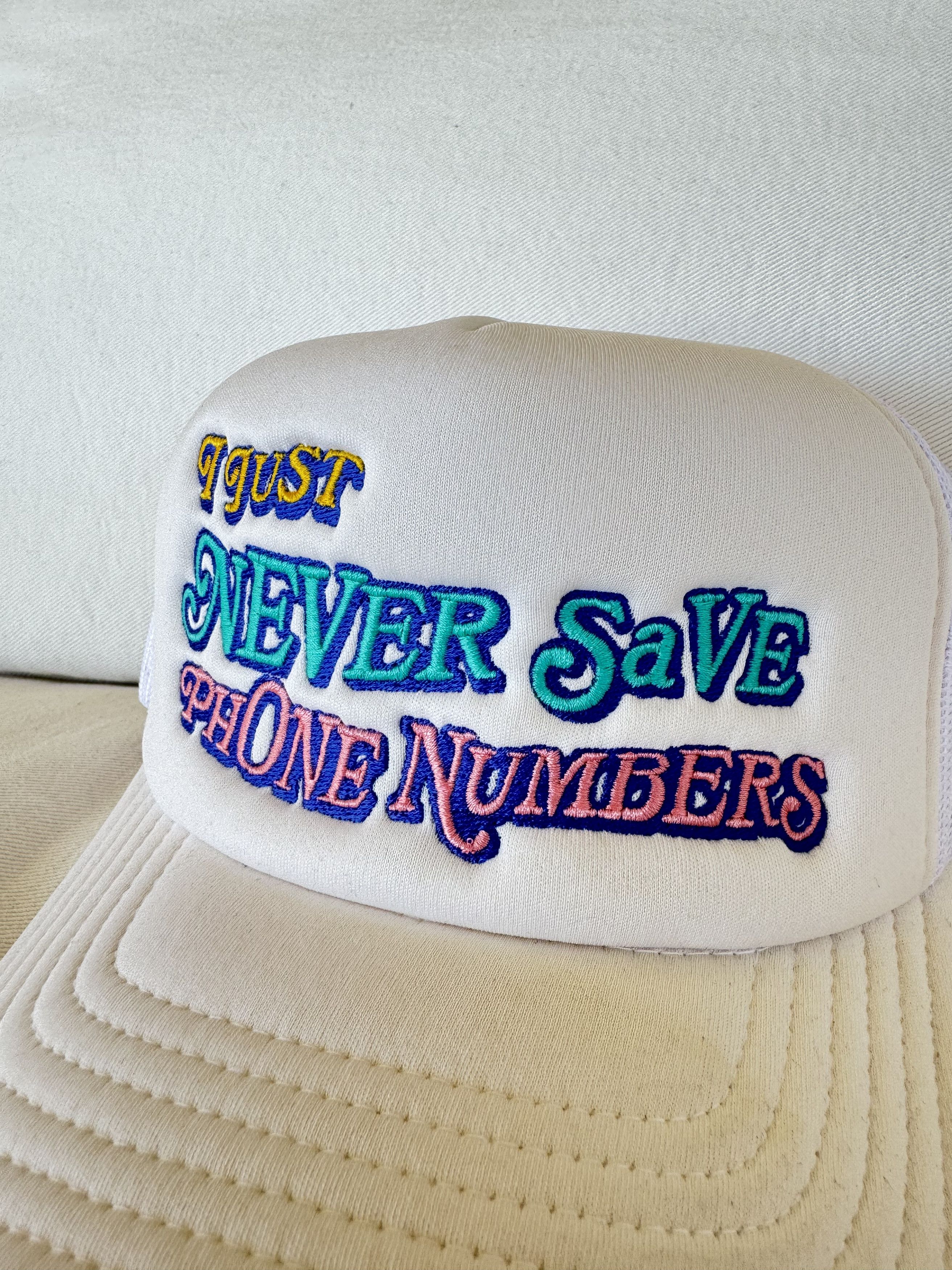 John Geiger White 'Phone Numbers' Trucker Hat Size ONE SIZE - 2 Thumbnail