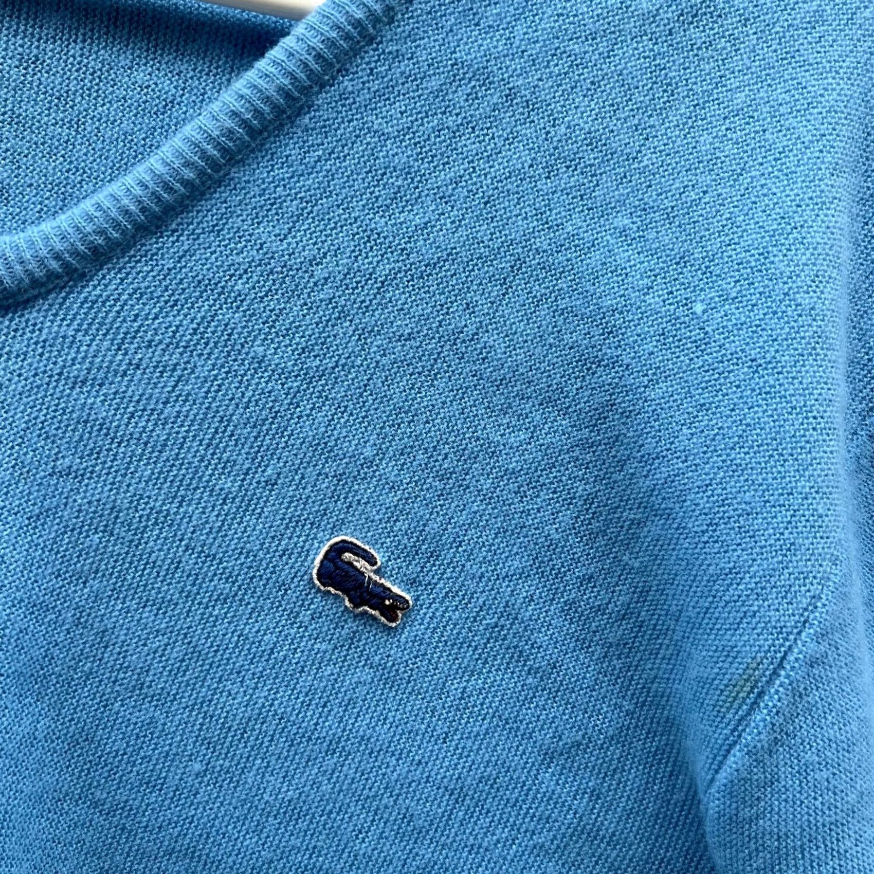Lacoste VINTAGE Izod x Lacoste Sweater Womens Large Blue Acrylic V Neck Pullover 90s USA Size L / US 10 / IT 46 - 3 Thumbnail