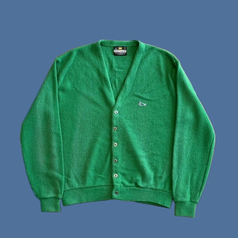 Vintage VINTAGE Sportswear Cardigan Sweater Adult L Green 80s Grunge Mens Size US L / EU 52-54 / 3 - 1 Thumbnail