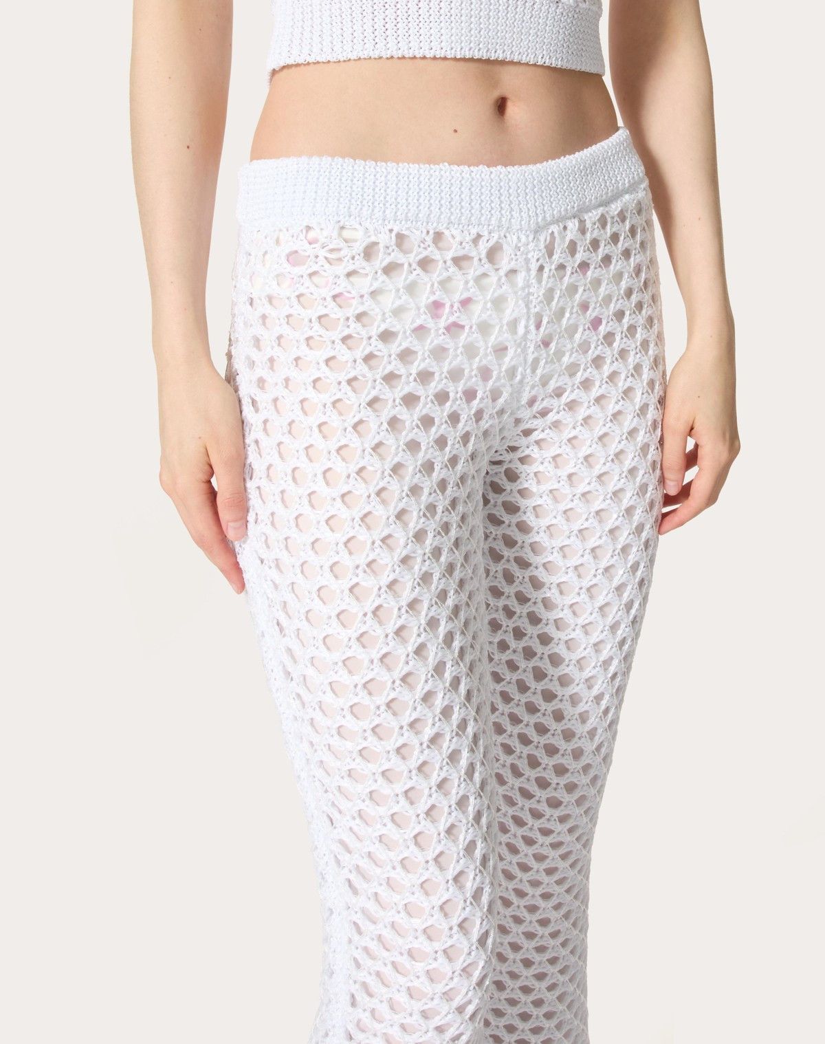 Valentino o1s1wg110525 Viscose Lurex And Sequin Trousers in White Size 26" / US 2 / IT 38 - 5 Thumbnail