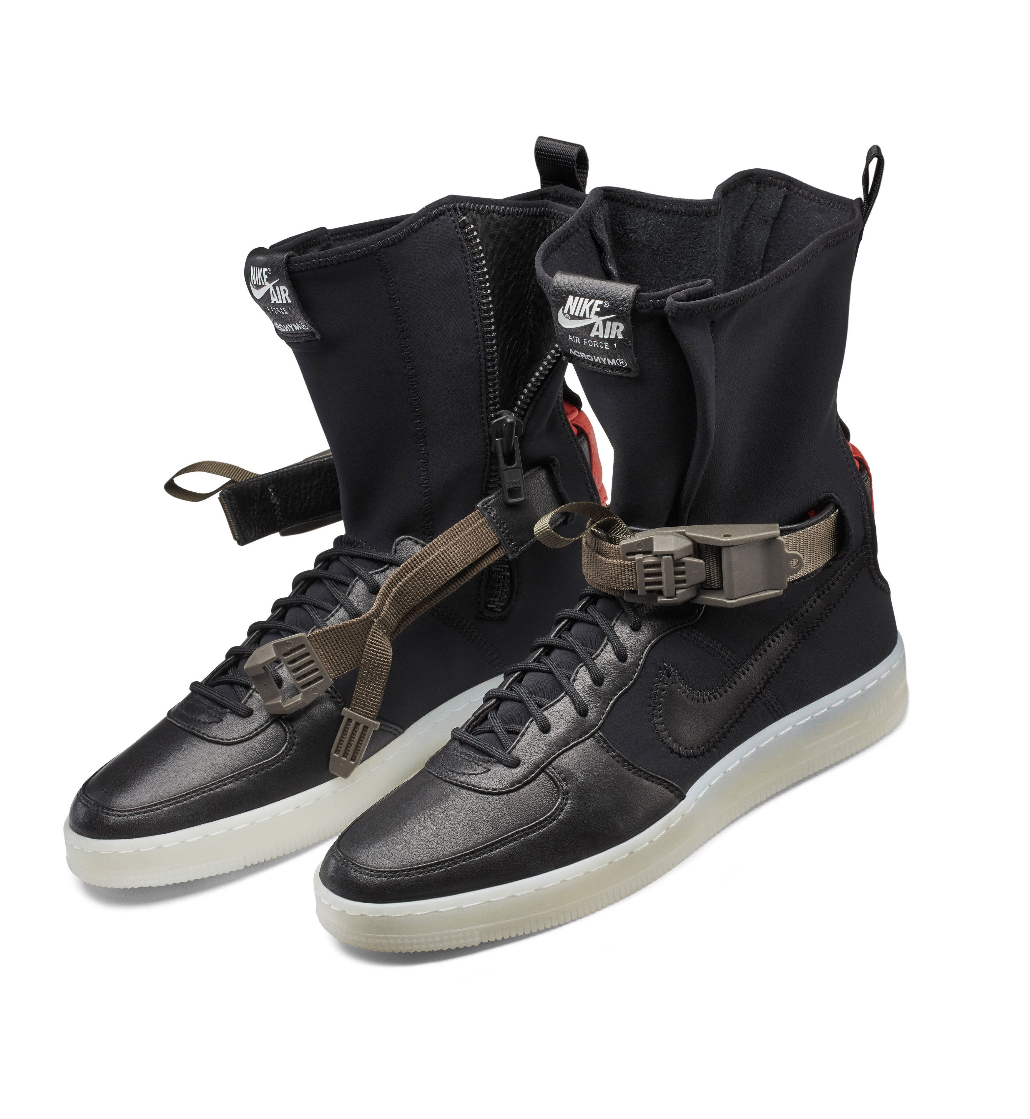 image of Acronym X Nikelab Air Force 1 Downtown Hi Sp 'black Crimson' Shoes in Black/Bright Crimson (Size 12
