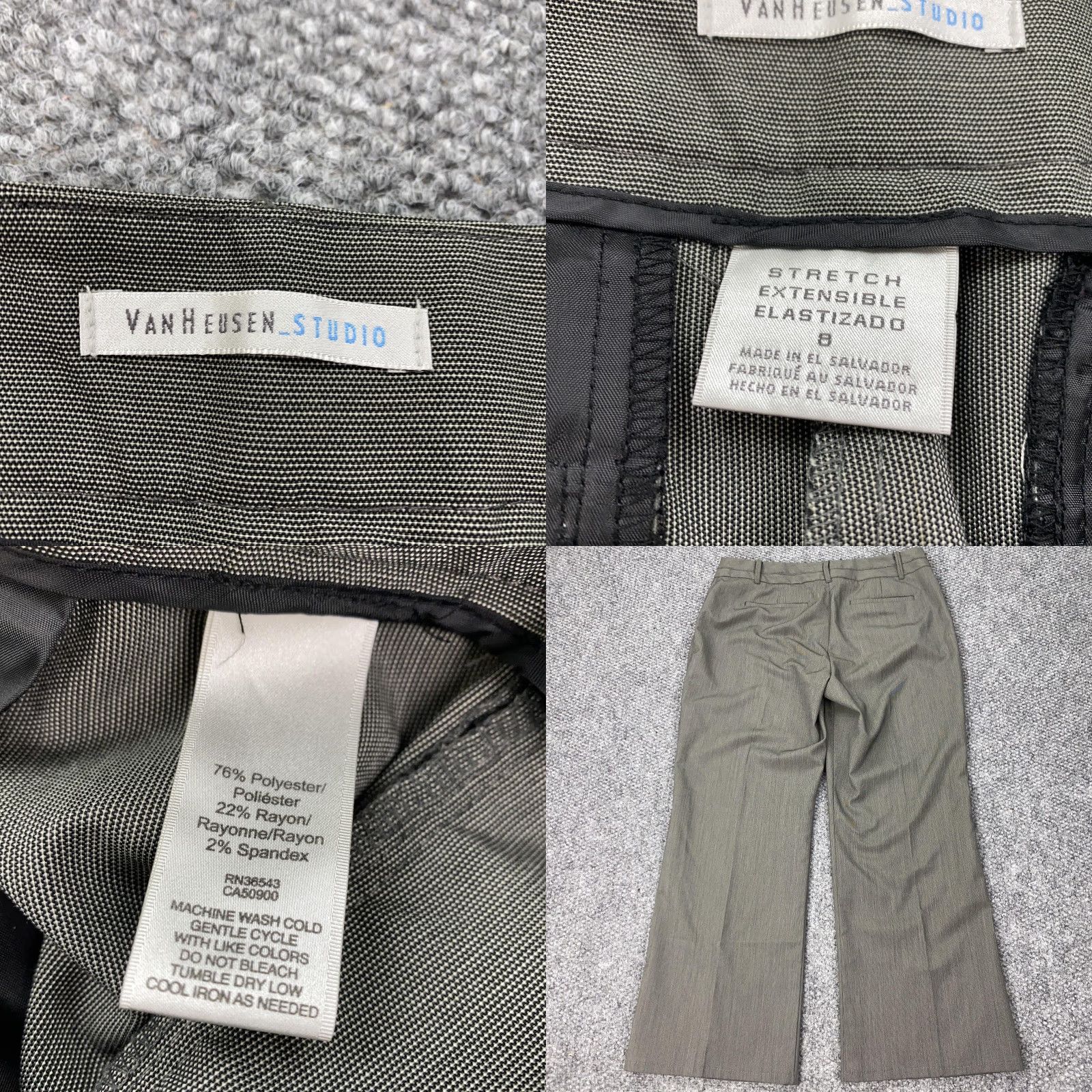 Van Heusen Van Heusen Studio Pants Womens 8 Gray Stretch Dress Slacks Career Office Work Slacks Straight Pockets Wom en Size 30" / US 8 / IT 44 - 8 Thumbnail