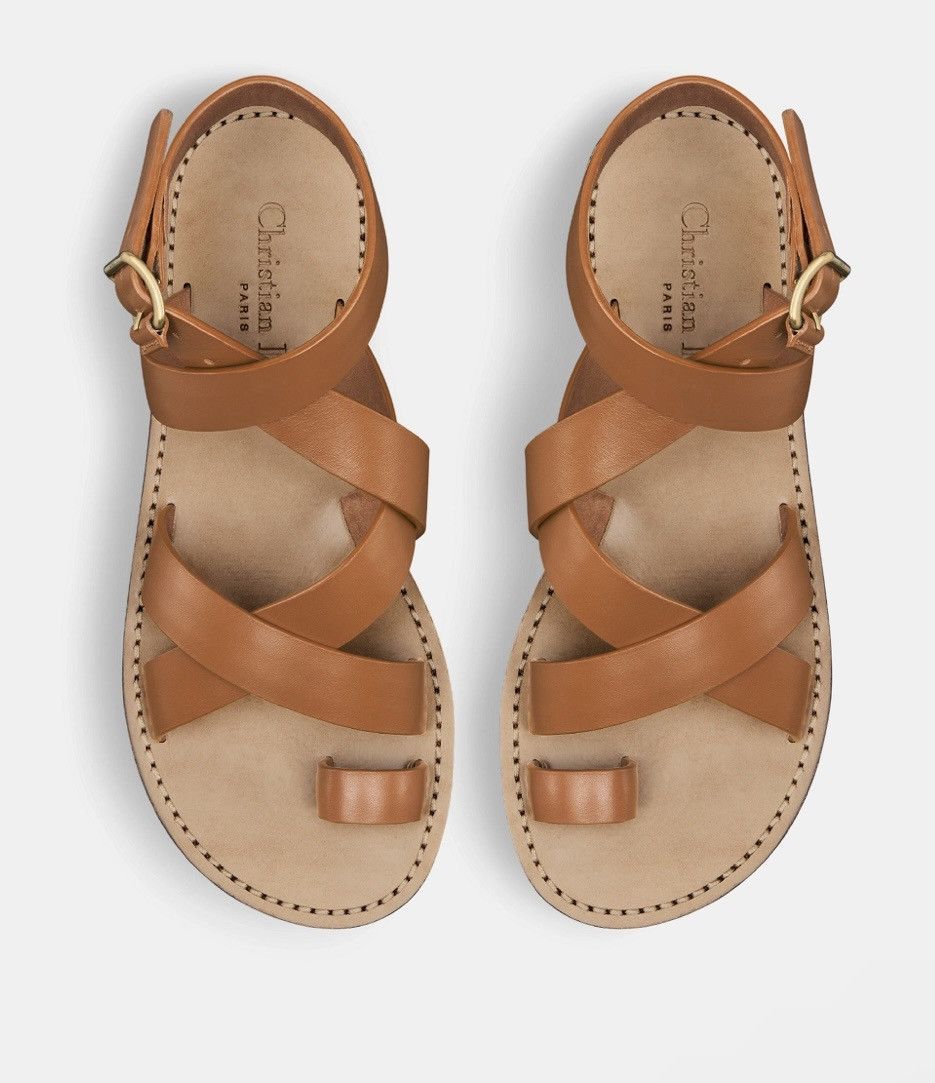 Dior Dior DIORIVIERA DIOR Sun TOE-Ring Sandal Camel Calfskin Size US 9 / IT 39 - 3 Thumbnail