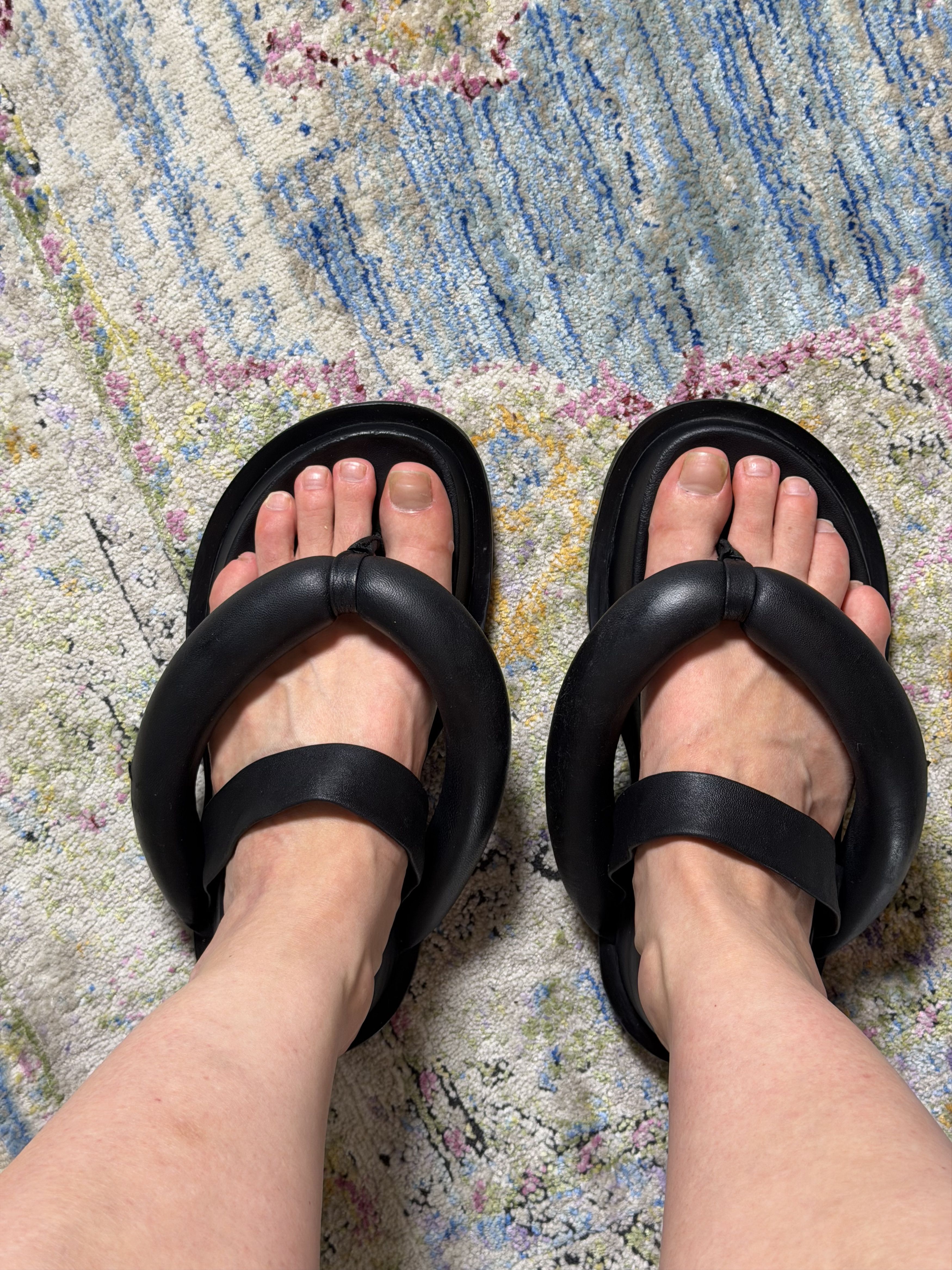 Jil Sander Jil Sander Padded Leather Sandals in Black Size US 10 / IT 40 - 1 Thumbnail
