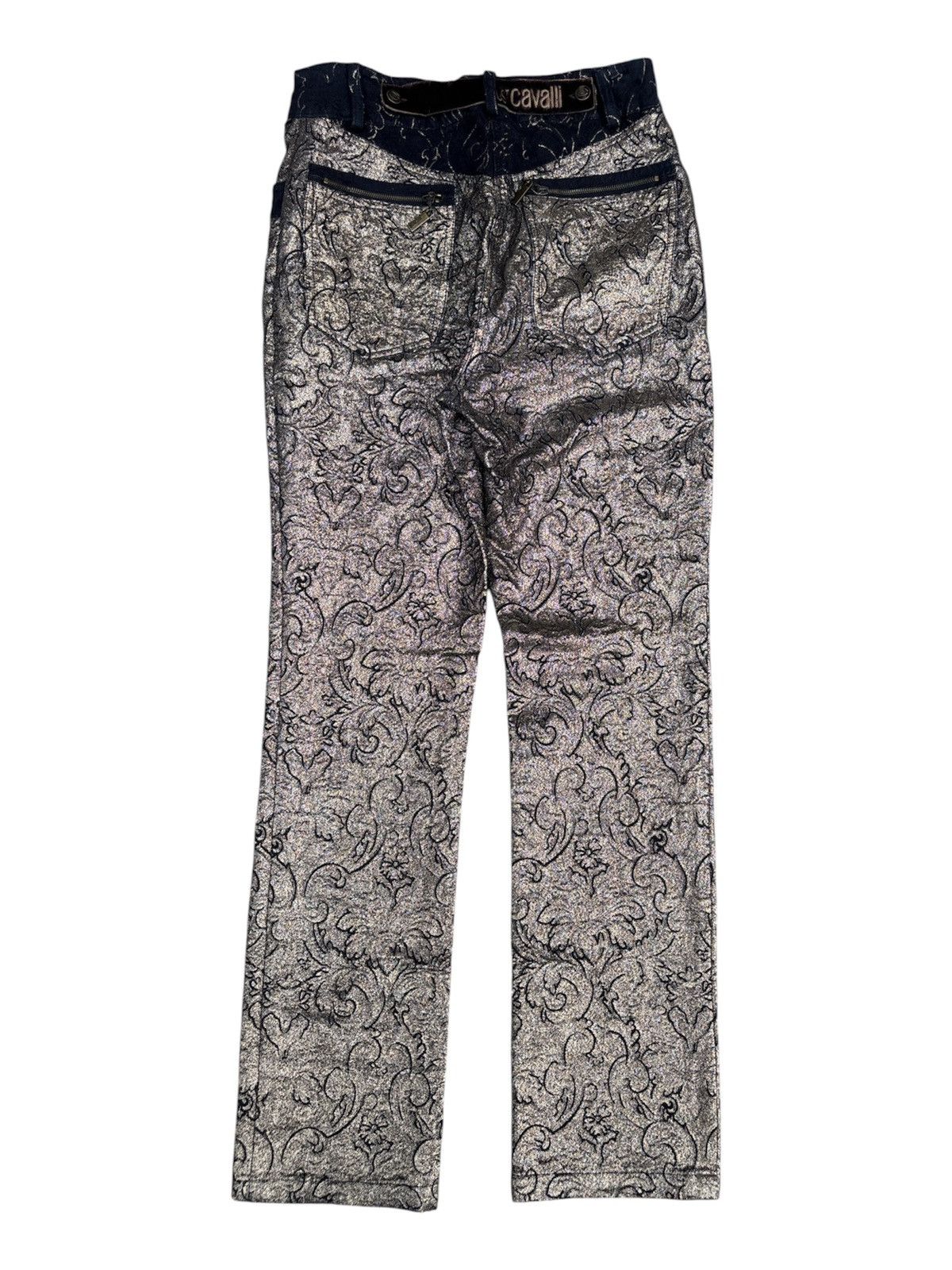 Roberto Cavalli Y2K Gold Glitter Denim Jeans Size 27" / US 4 / IT 40 - 2 Thumbnail