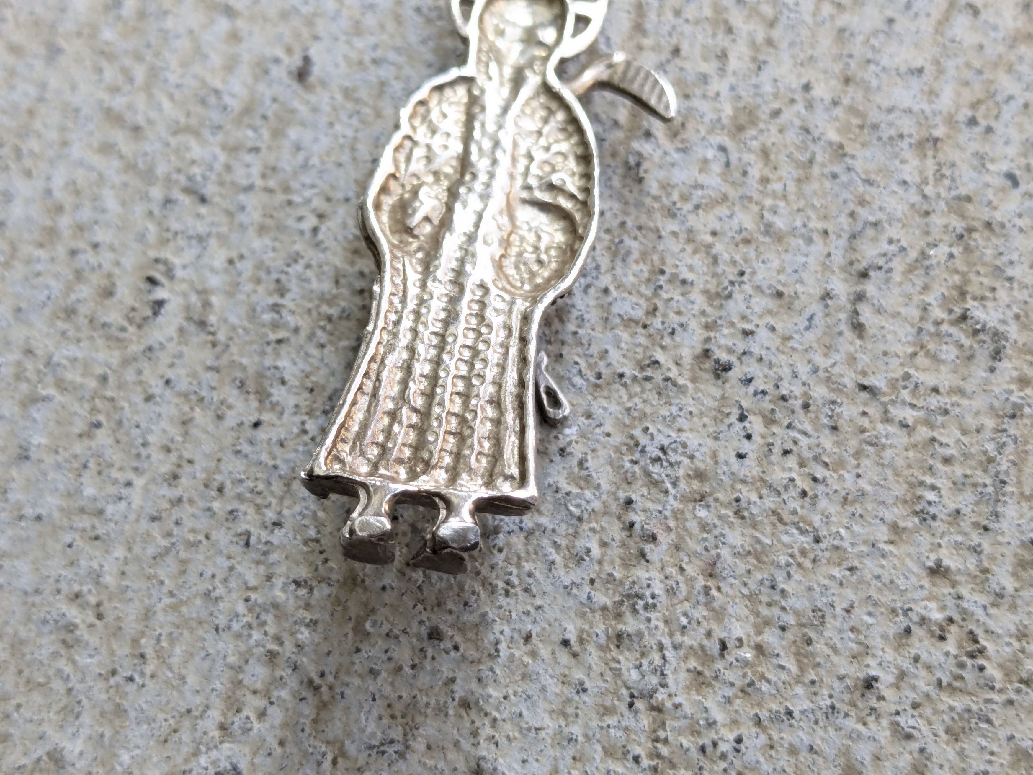 Jewelry Vintage Sterling Silver Pendant Grim Reaper Skull Skeleton Size ONE SIZE - 8 Thumbnail